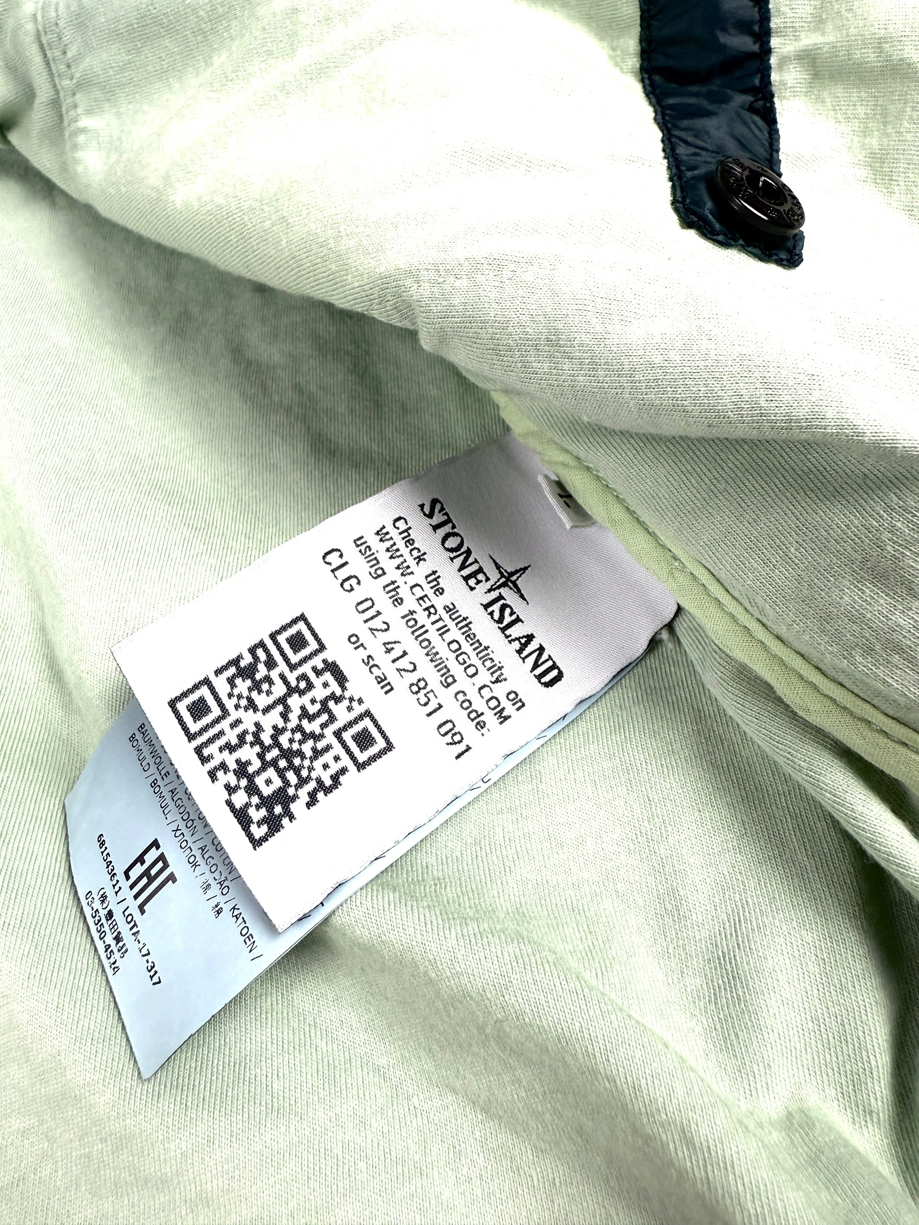 VESTE STONE ISLAND LUCIO WITH JERSEY LINING - VERT PETROLE - TAILLE L