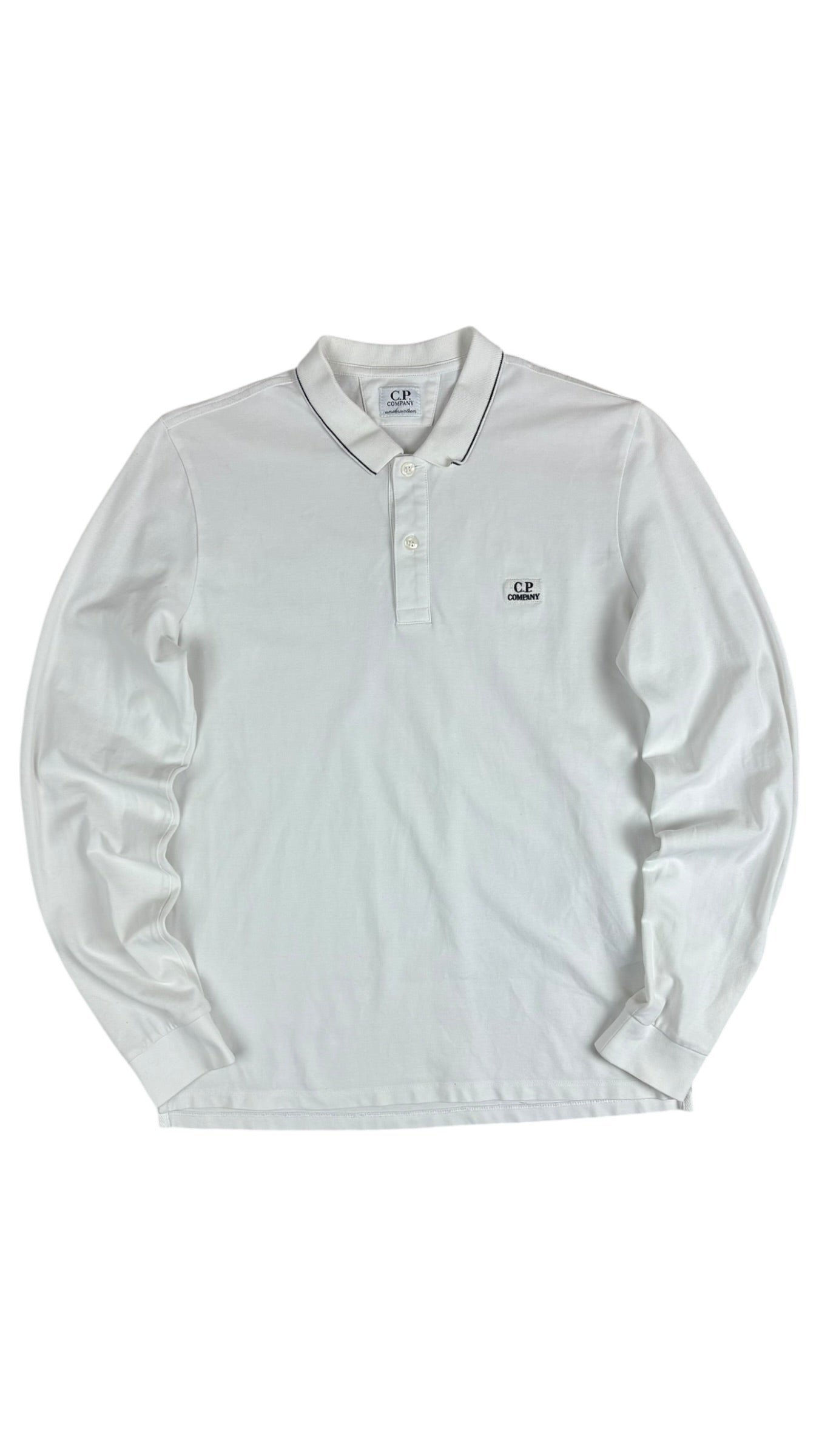 POLO MANCHES LONGUES C.P COMPANY - BLANC - TAILLE 14 ANS