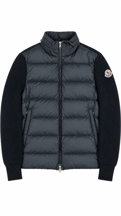 Cardigan Moncler trapuntato in lana con zip - Nero - Taglia S