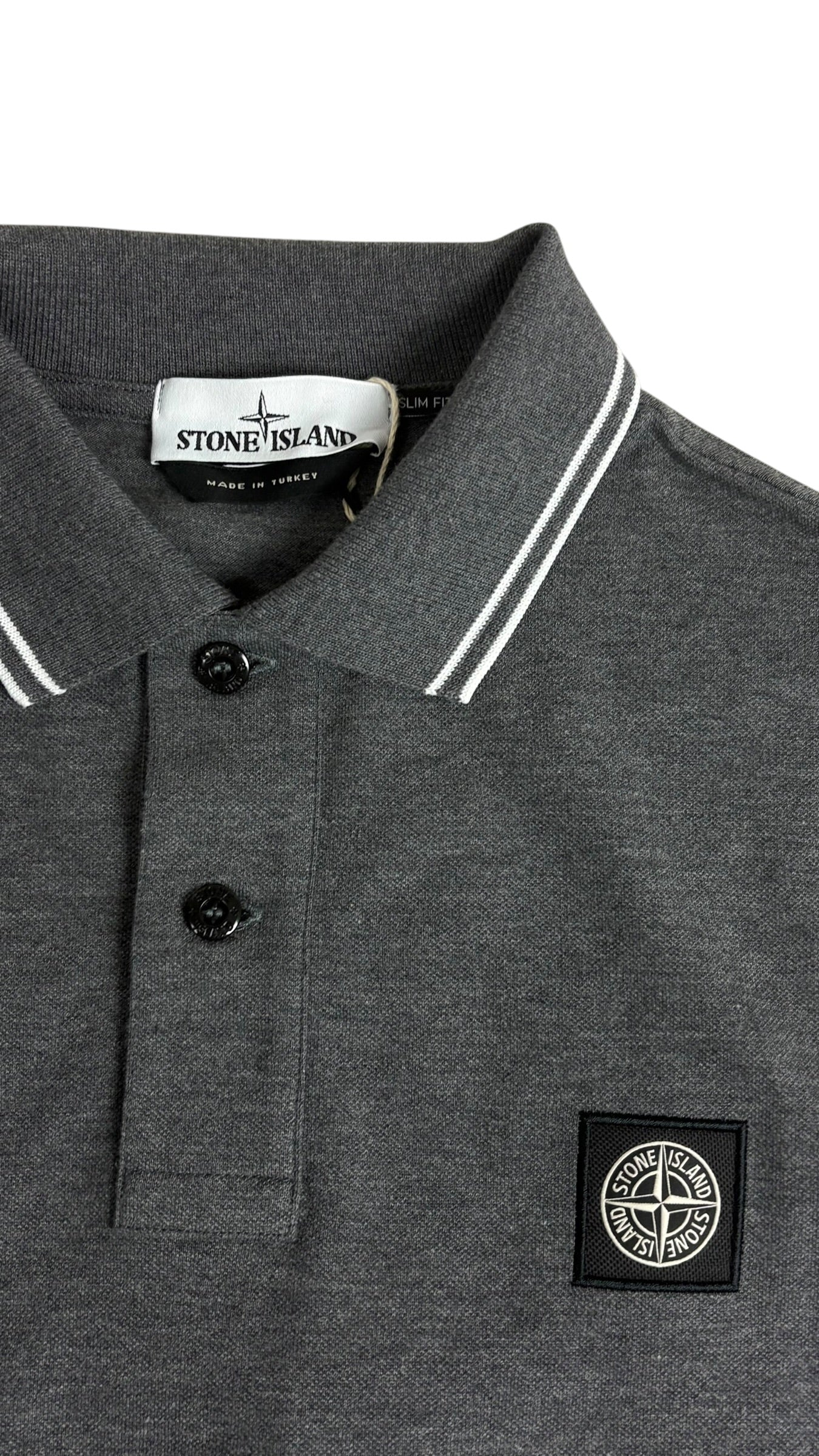 POLO MANCHES LONGUES STONE ISLAND - GRIS - TAILLE M - NEUF