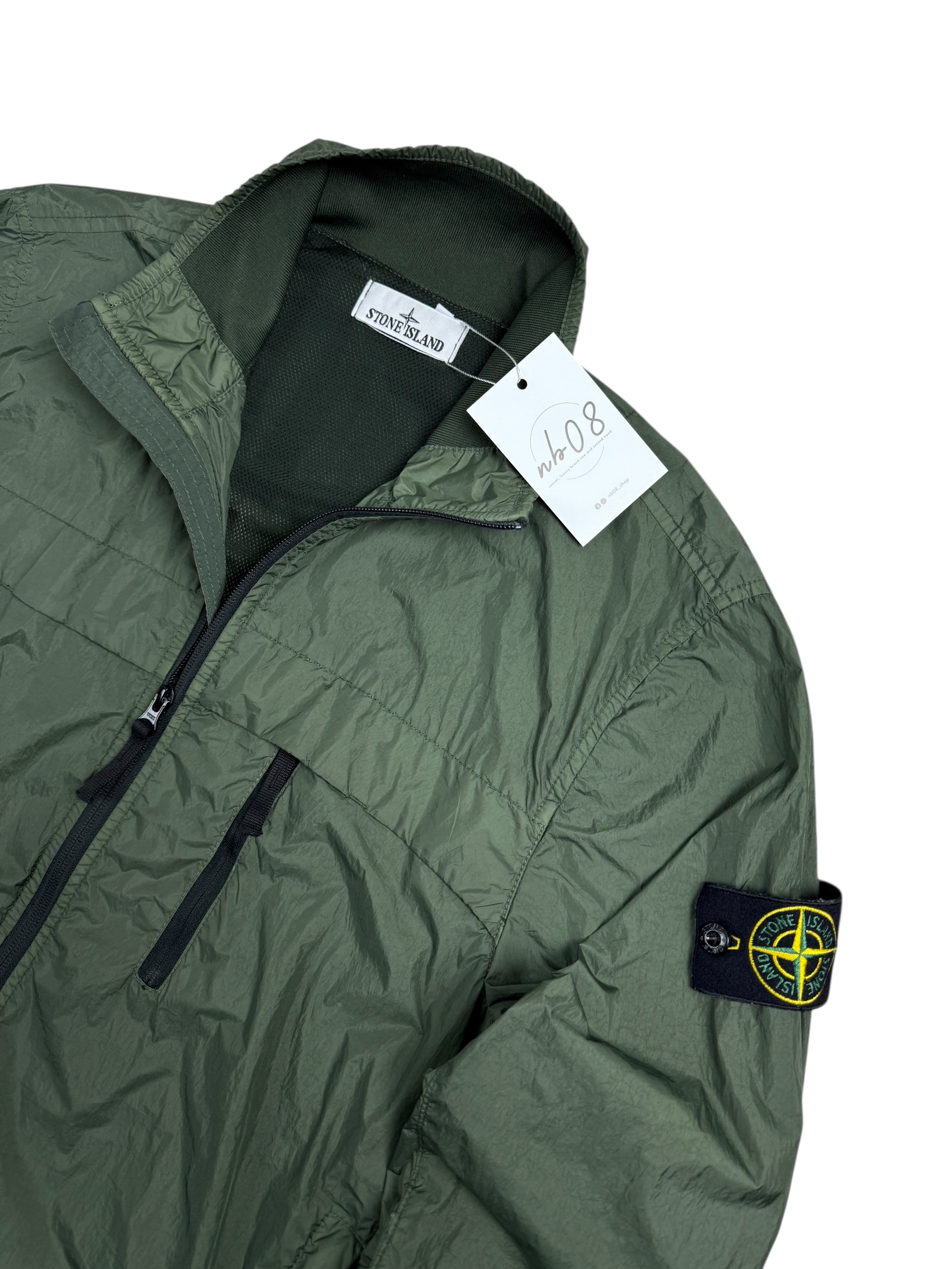 VESTE STONE ISLAND GARMENT DYED CRINKLE REPS R-NY - VERT - TAILLE S