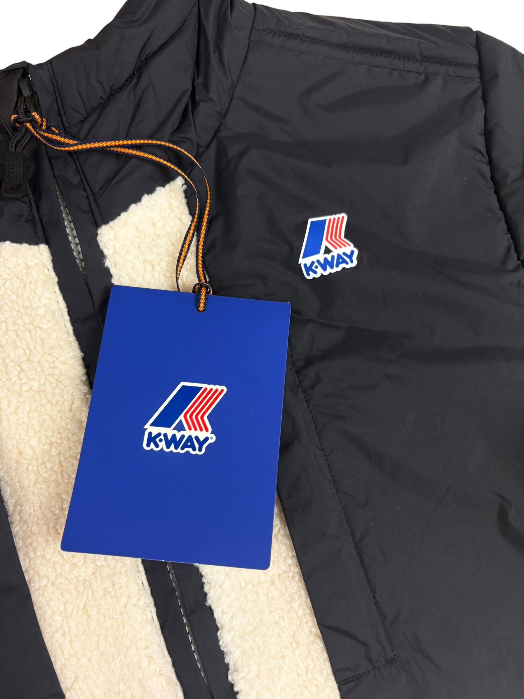 VESTE POLAIRE K-WAY SAMSON 4.0 ORSETTO - BLACK PURE-ECRU - NEUF