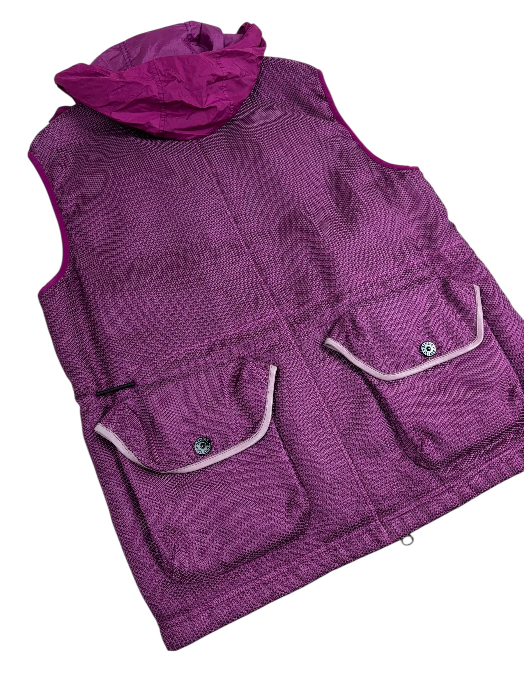 GILET STONE ISLAND MODIFIED PANAMA 6/3 HT NYLON + LEATHER WITH PRIMALOFT-TC - VIOLET - TAILLE L