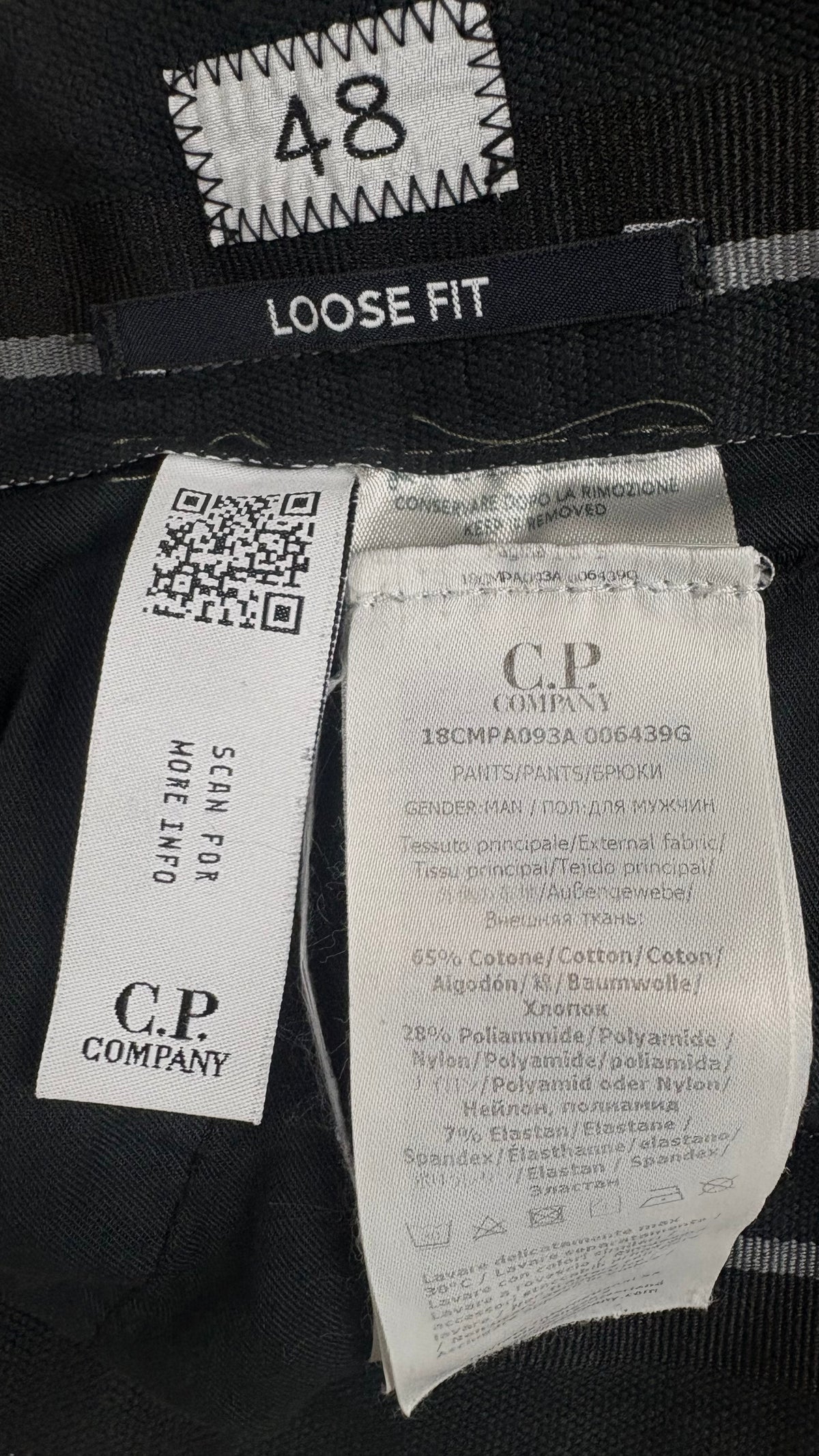 Pantalon Cargo C.P Company Lens Loose Fit kaki grisé taille 48, détail étiquettes et finitions — vue 5
