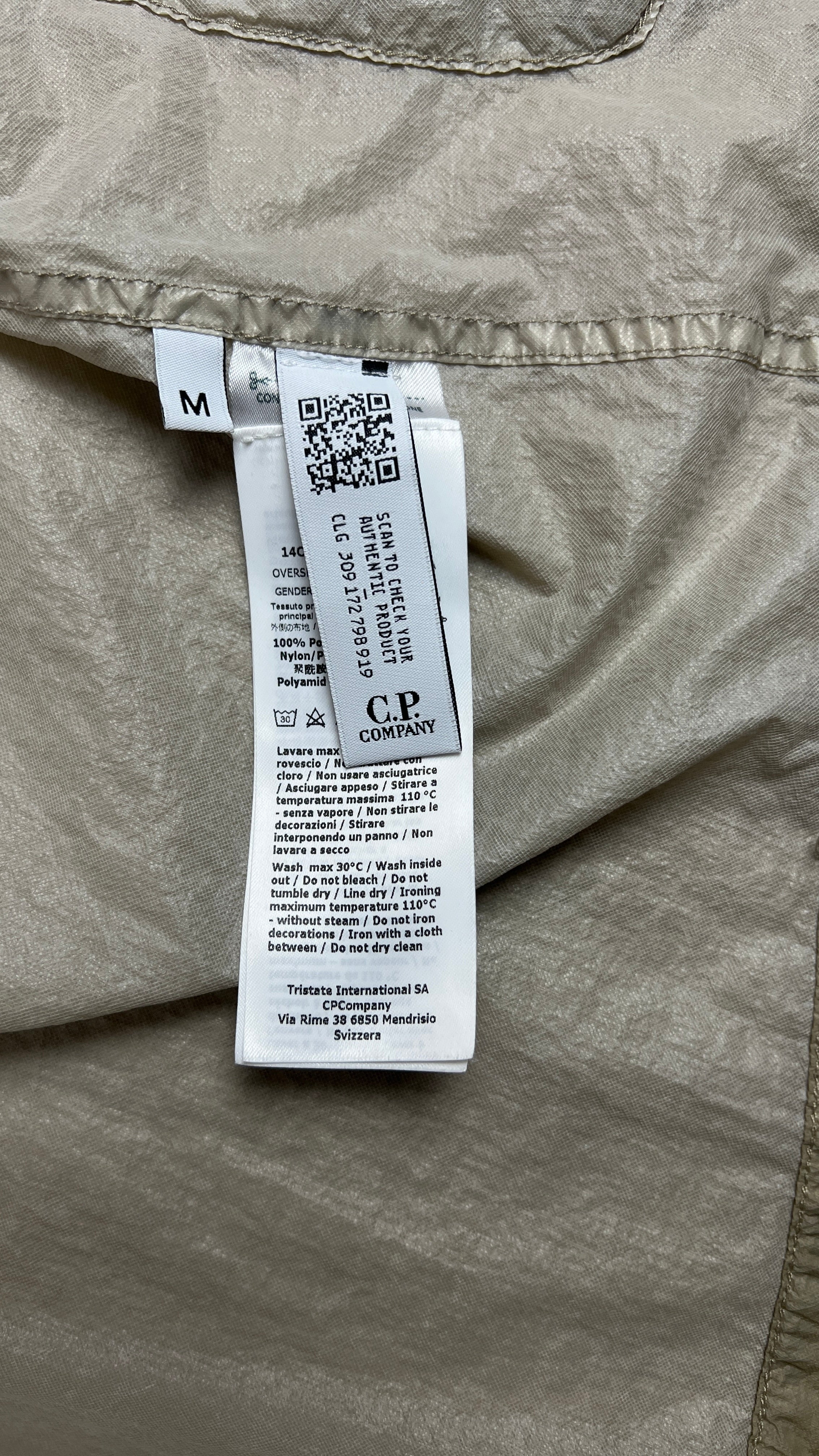 Veste C.P Company Nylon Léger à Capuche - Beige - Taille M