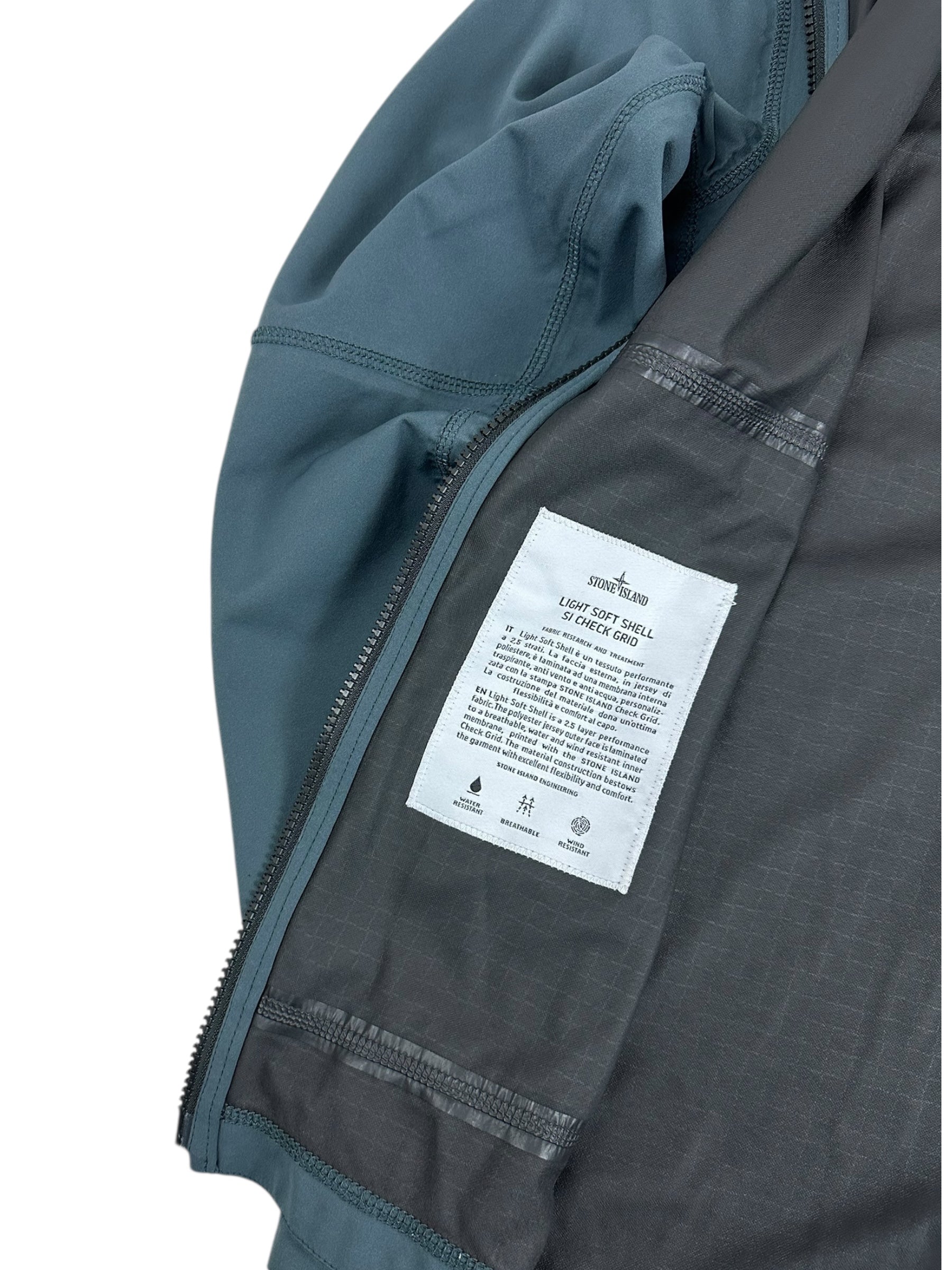 VESTE STONE ISLAND LIGHT SOFT SHELL SI CHECK GRID - BLEU PÉTROLE - TAILLE S
