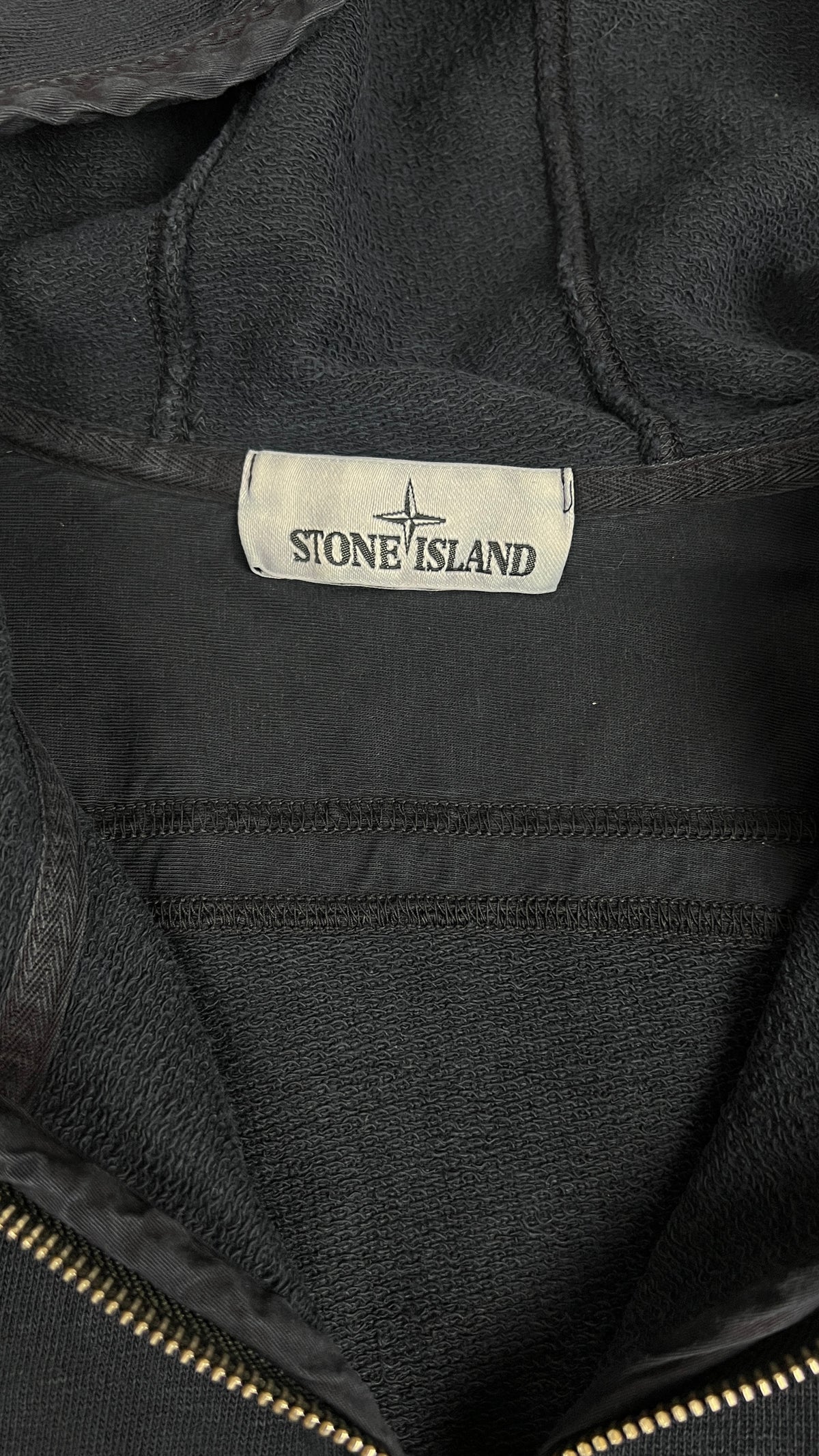 Sweat-shirt Hoodie Zippé Stone Island Cotton Fleece, Marine, Taille L — photographie complémentaire 4