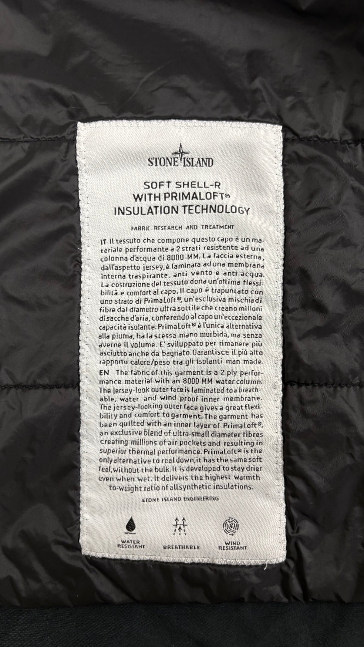 Gilet à Capuche Stone Island Soft Shell-R PrimaLoft Noir Taille S – photo complémentaire 3 – NB08 Shop