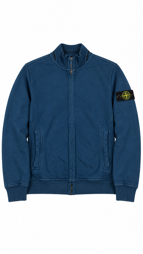 Sweat-shirt Zippé Stone Island Junior Col Montant - Bleu - Taille 14 ans