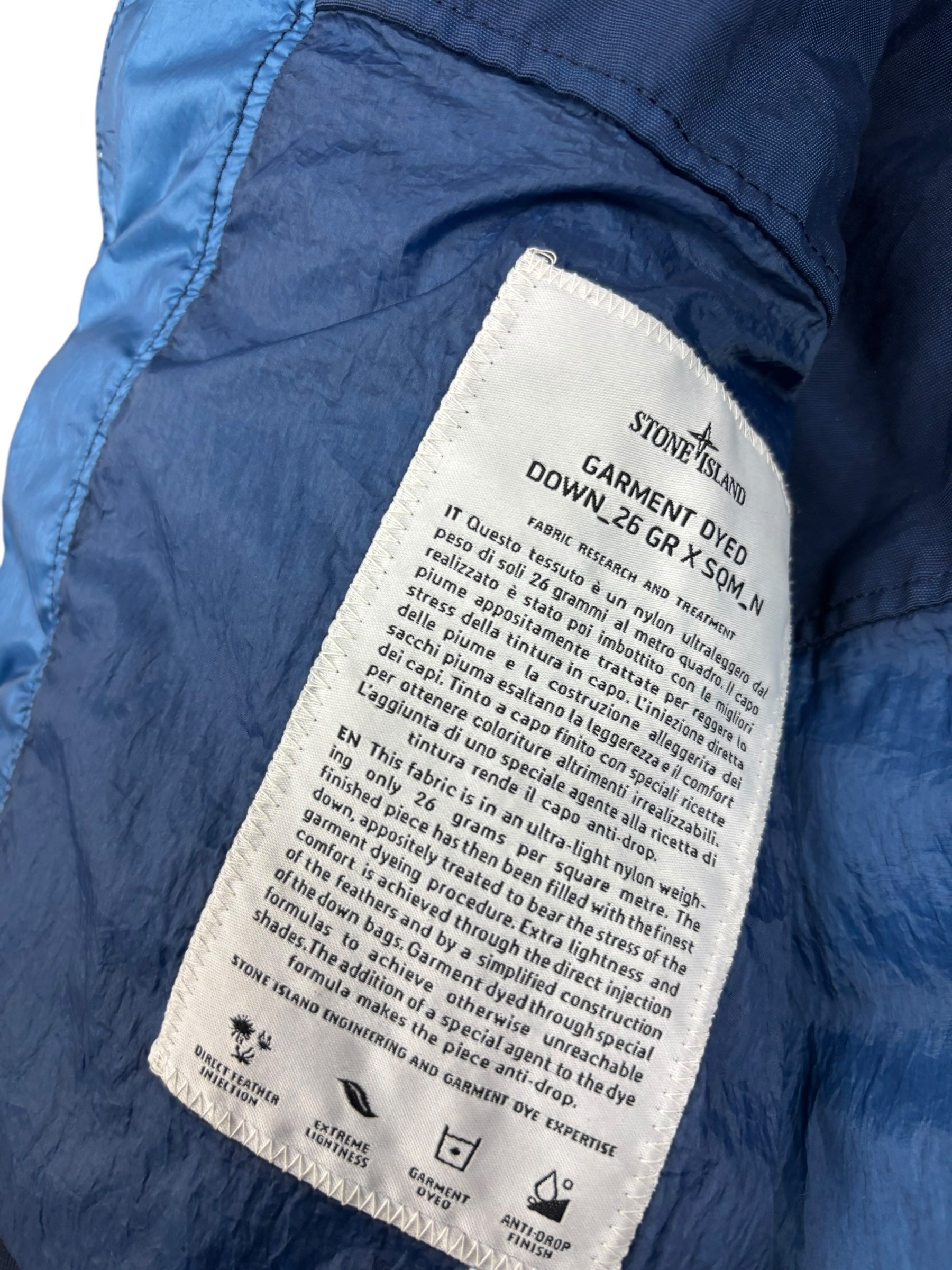 DOUDOUNE STONE ISLAND GARMENT DYED - BLEU - TAILLE M