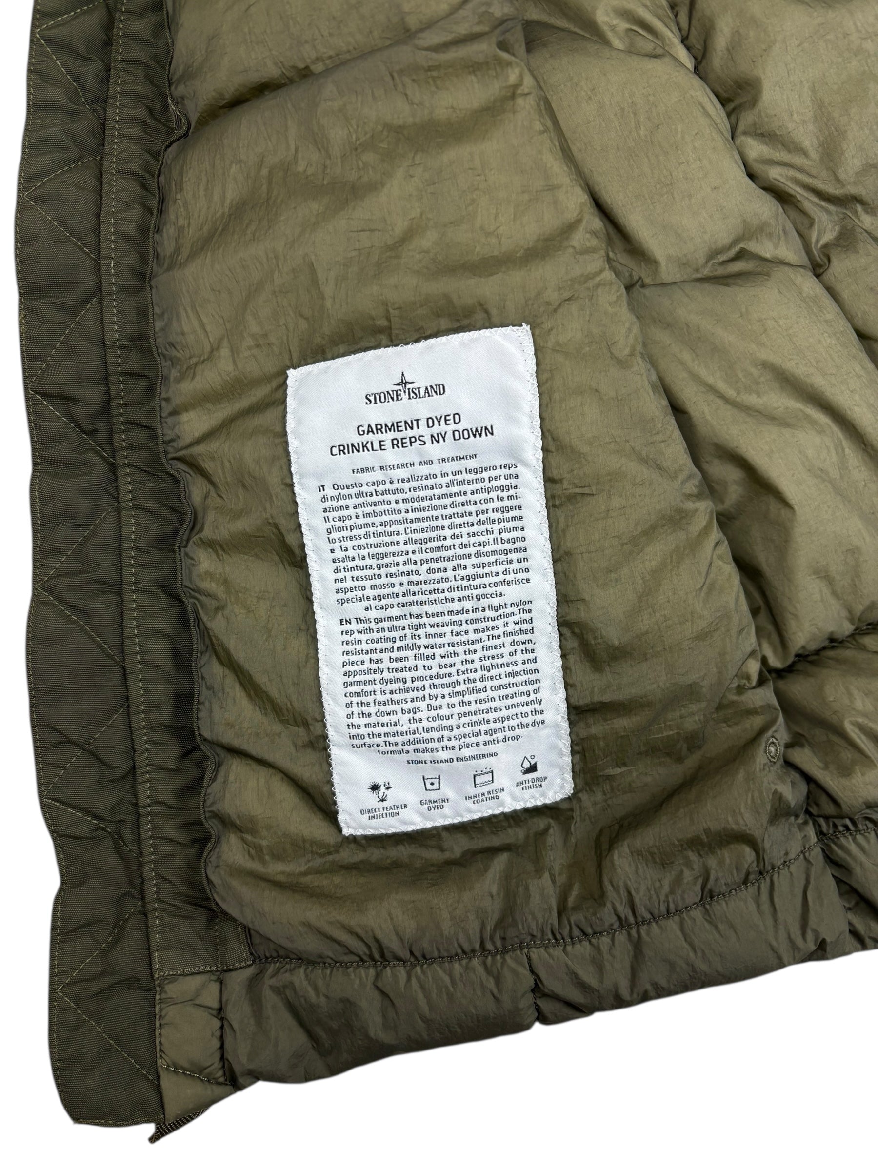 GILET STONE ISLAND GARMENT CRINKLE REPS NY DOWN - KAKI - TAILLE S