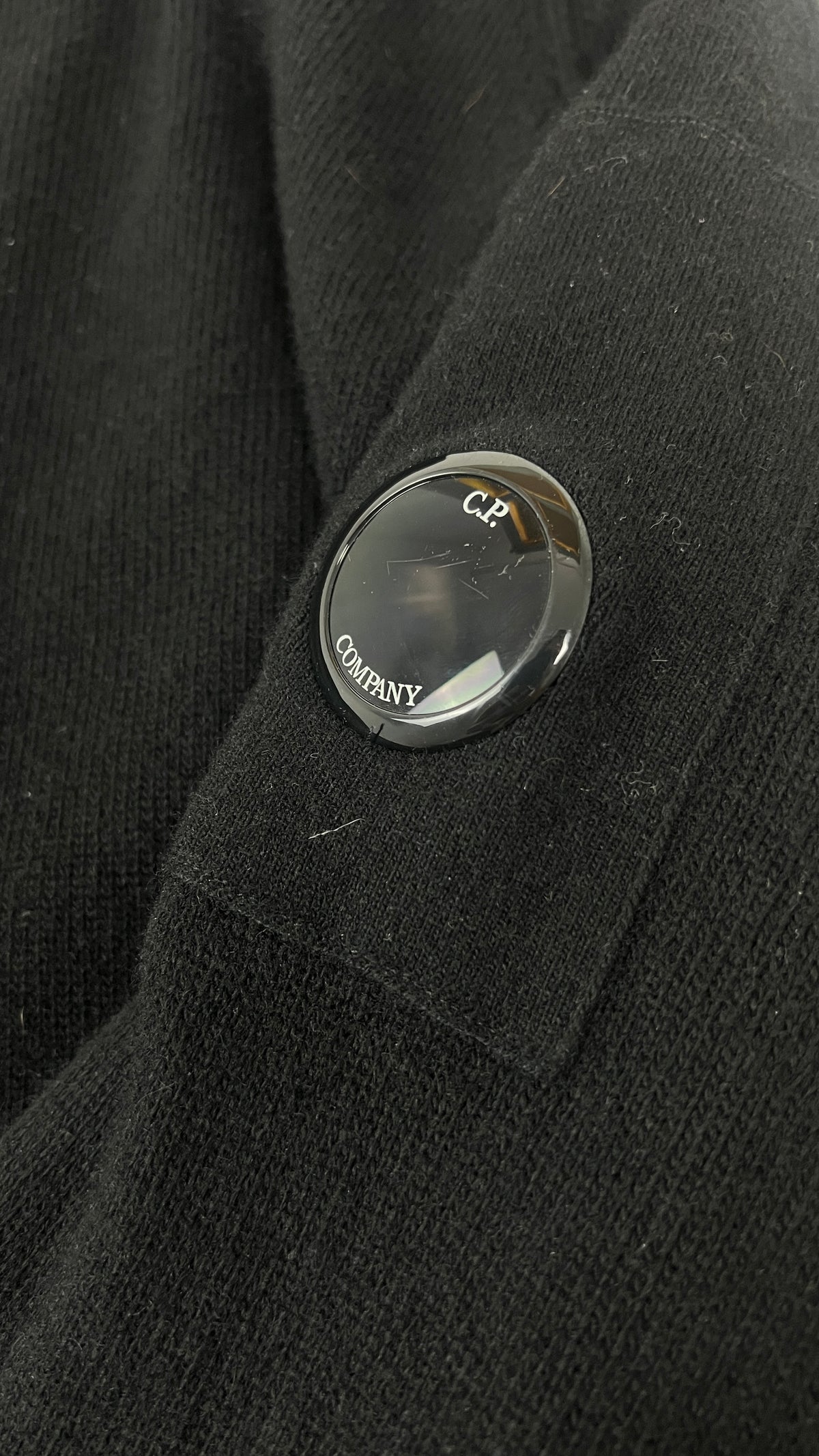 Pull Zippé C.P Company Lens en Laine, Noir, Taille 50 — photographie complémentaire 3