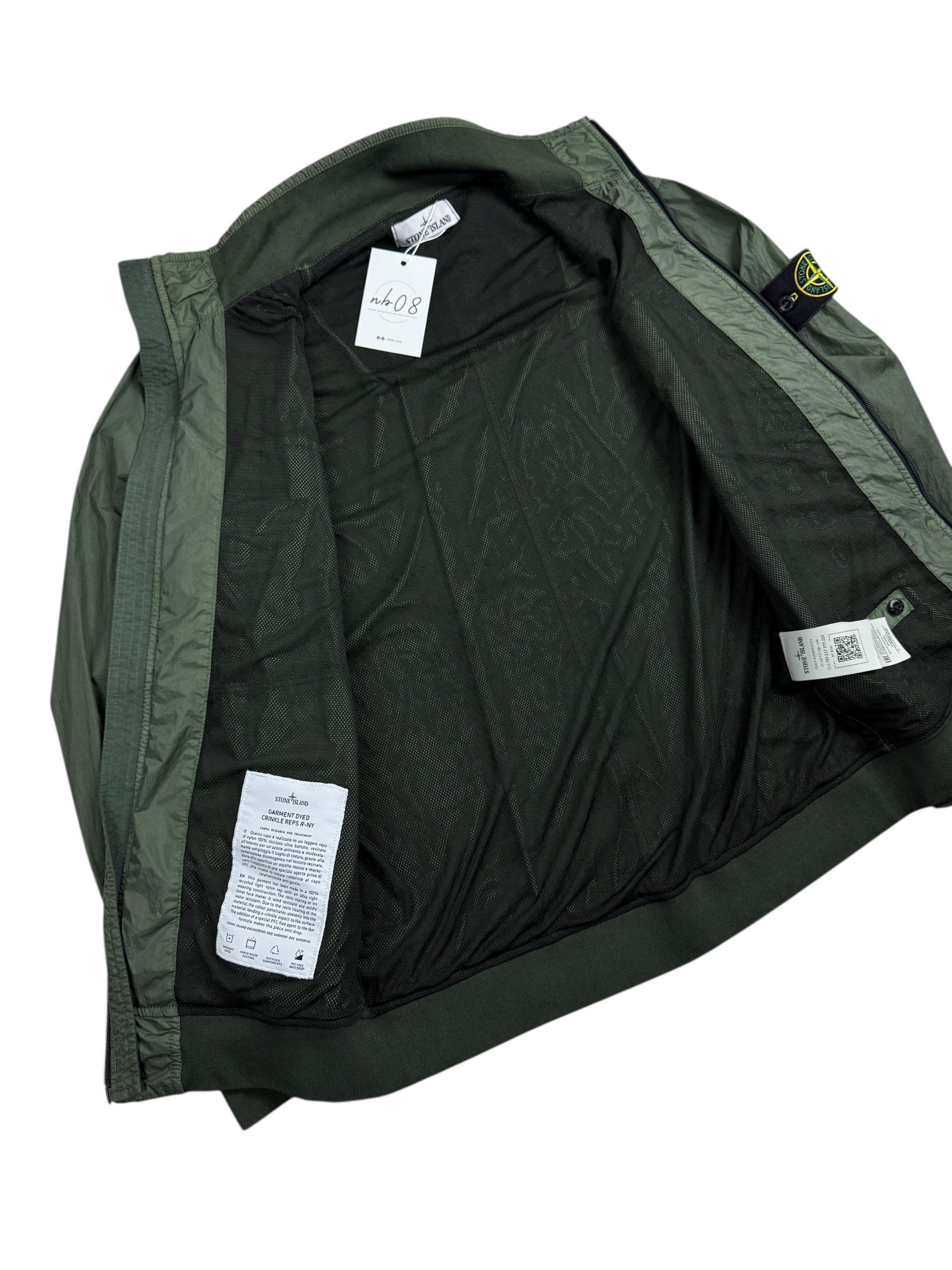 VESTE STONE ISLAND GARMENT DYED CRINKLE REPS R-NY - VERT - TAILLE S