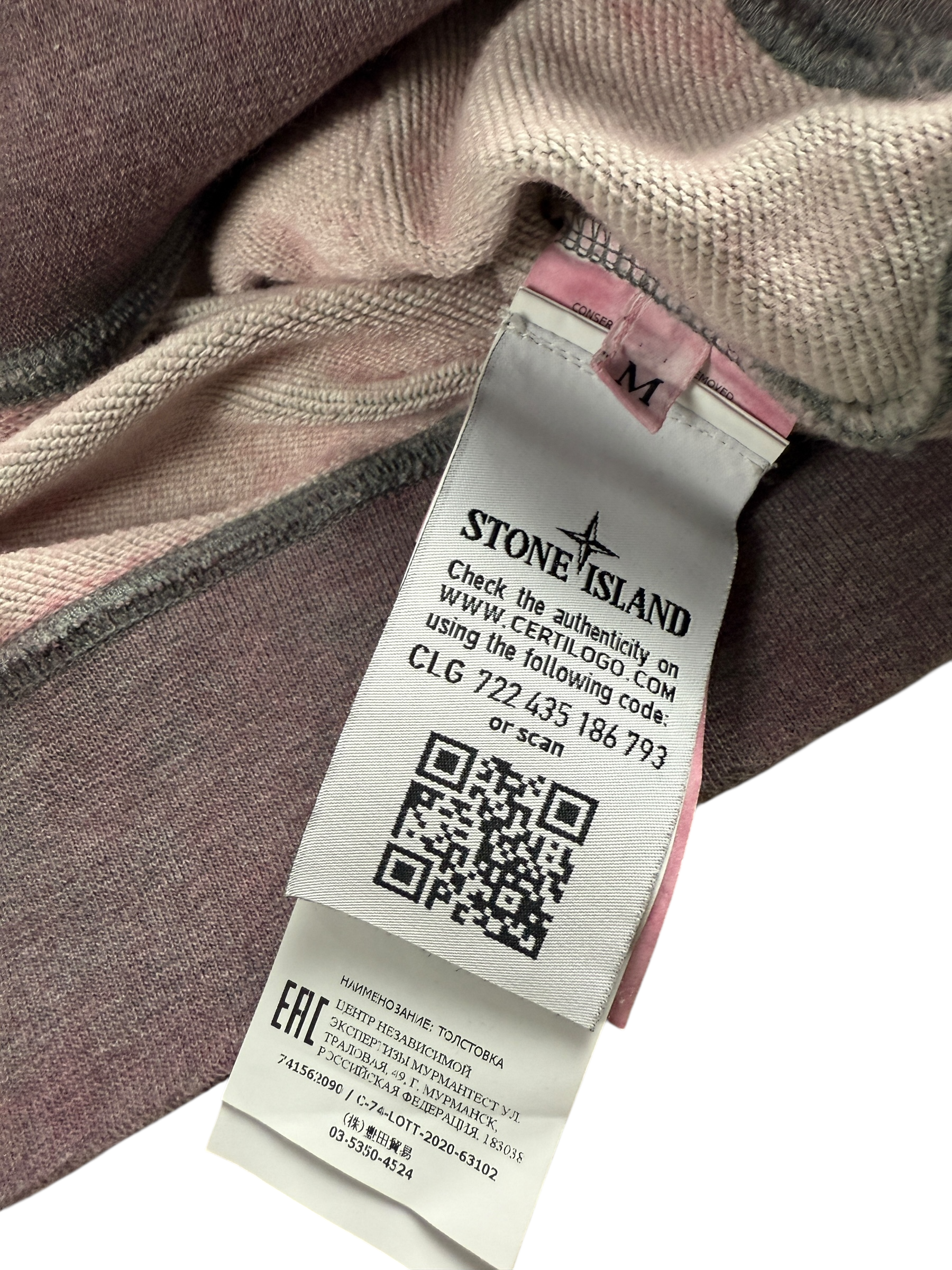 SWEAT-SHIRT STONE ISLAND DUST COLOUR TREATMENT - MAUVE - TAILLE M