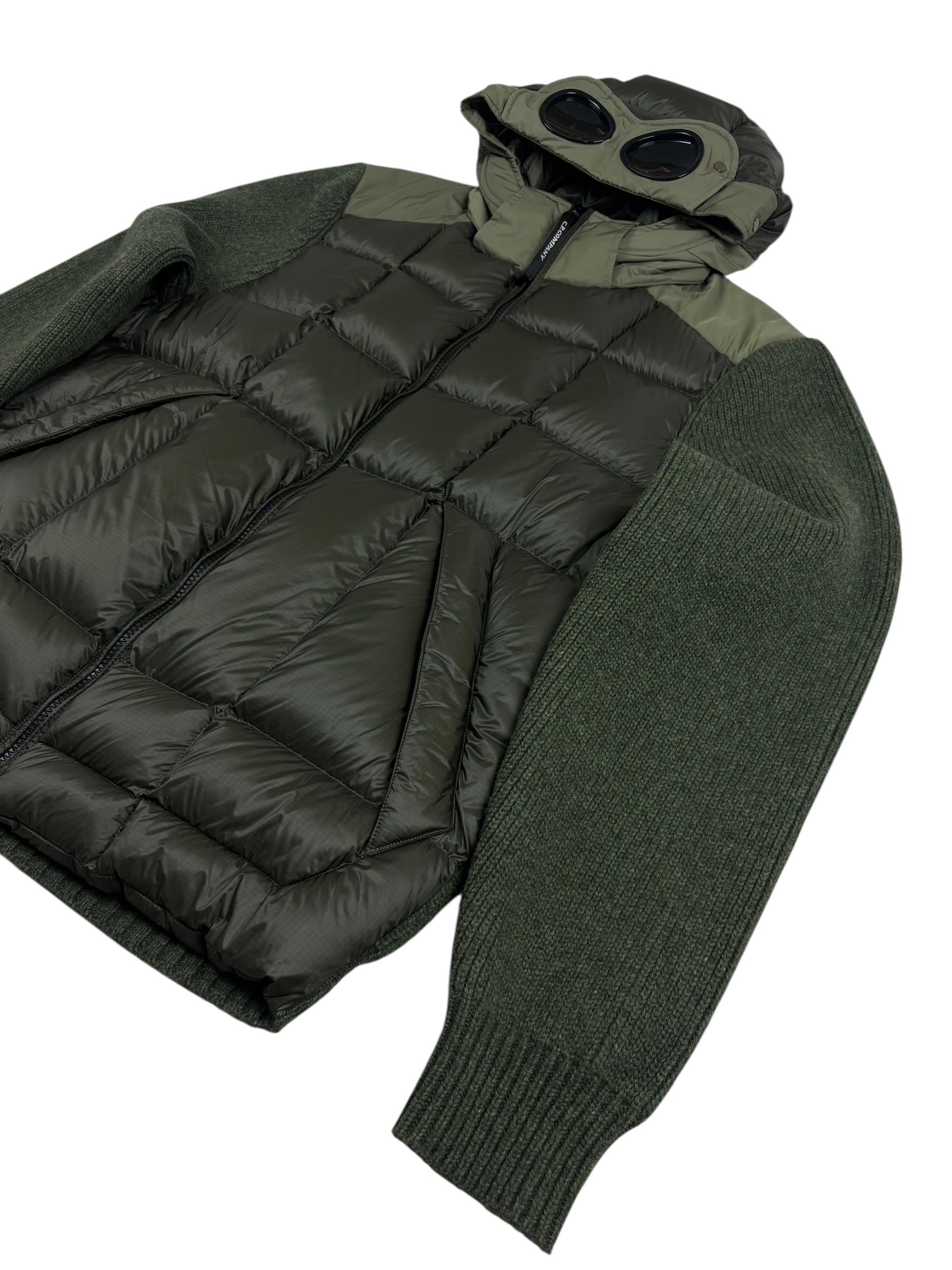 CARDIGAN C.P COMPANY D.D. SHELL DOWN GOGGLE JACKET - KAKI - TAILLE 52 - NEUF