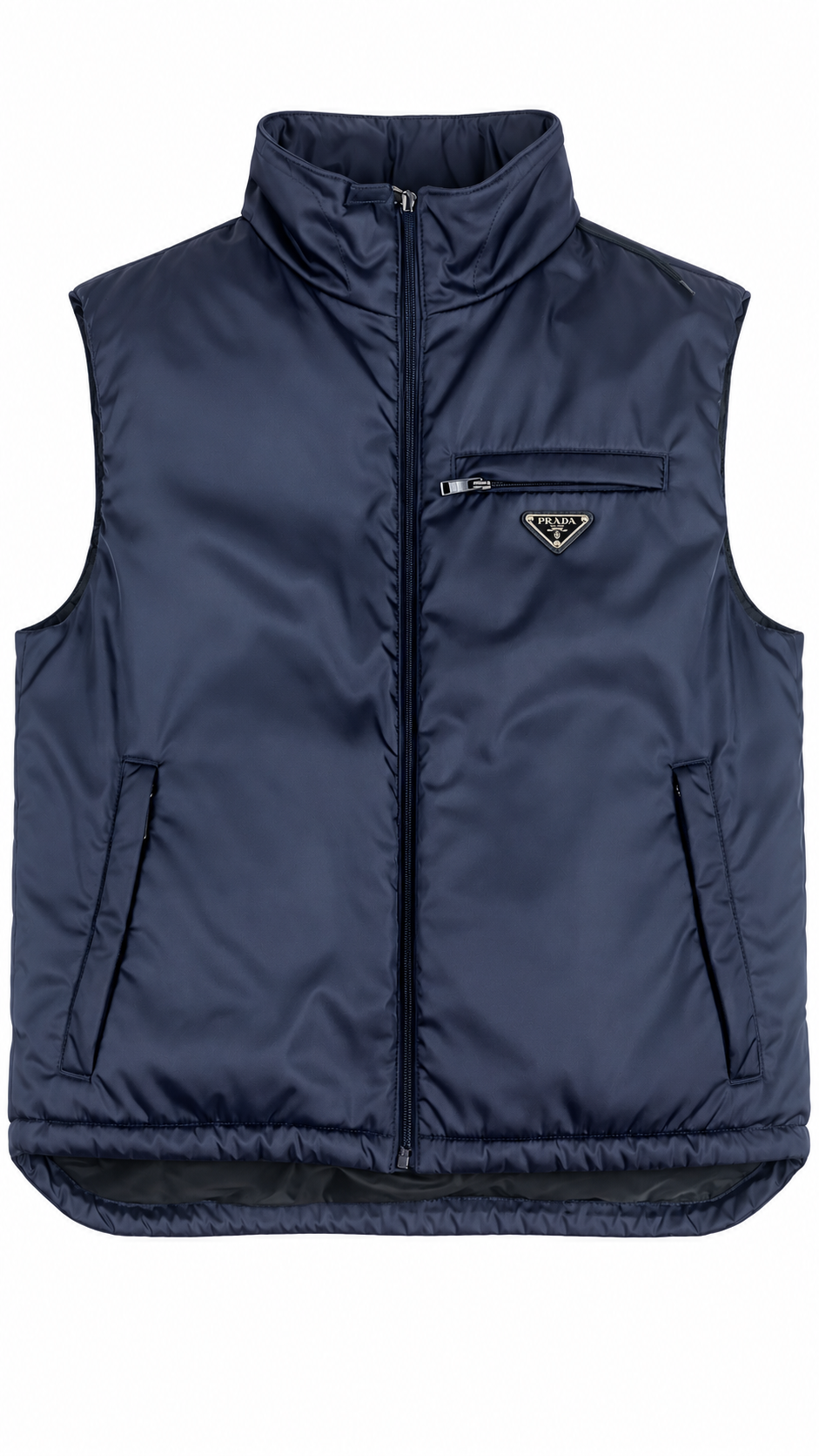 Gilet Doudoune Sans Manches Prada en Nylon, Marine, Taille 46 — photographie principale