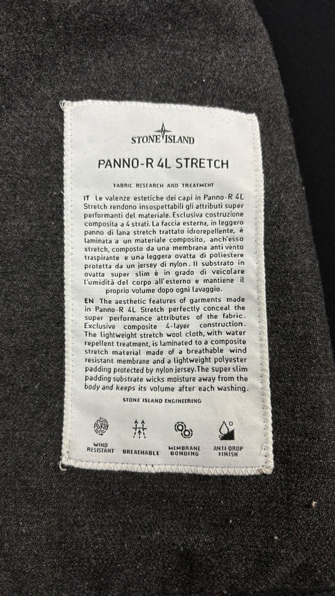 Veste Stone Island Panno-R 4L Stretch - Gris - Taille L