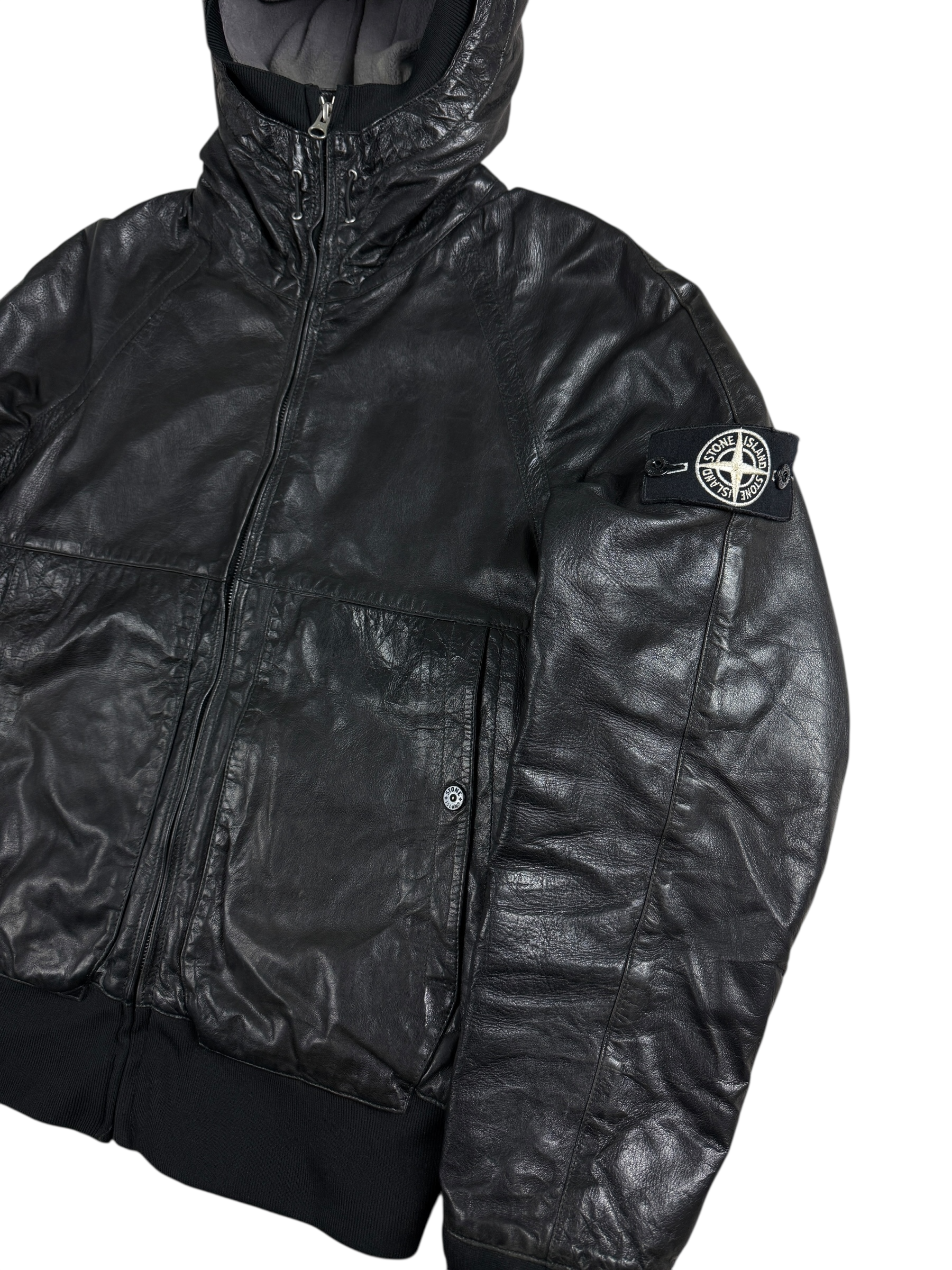 VESTE STONE ISLAND CAST_METAL LEATHER - NOIR - TAILLE M