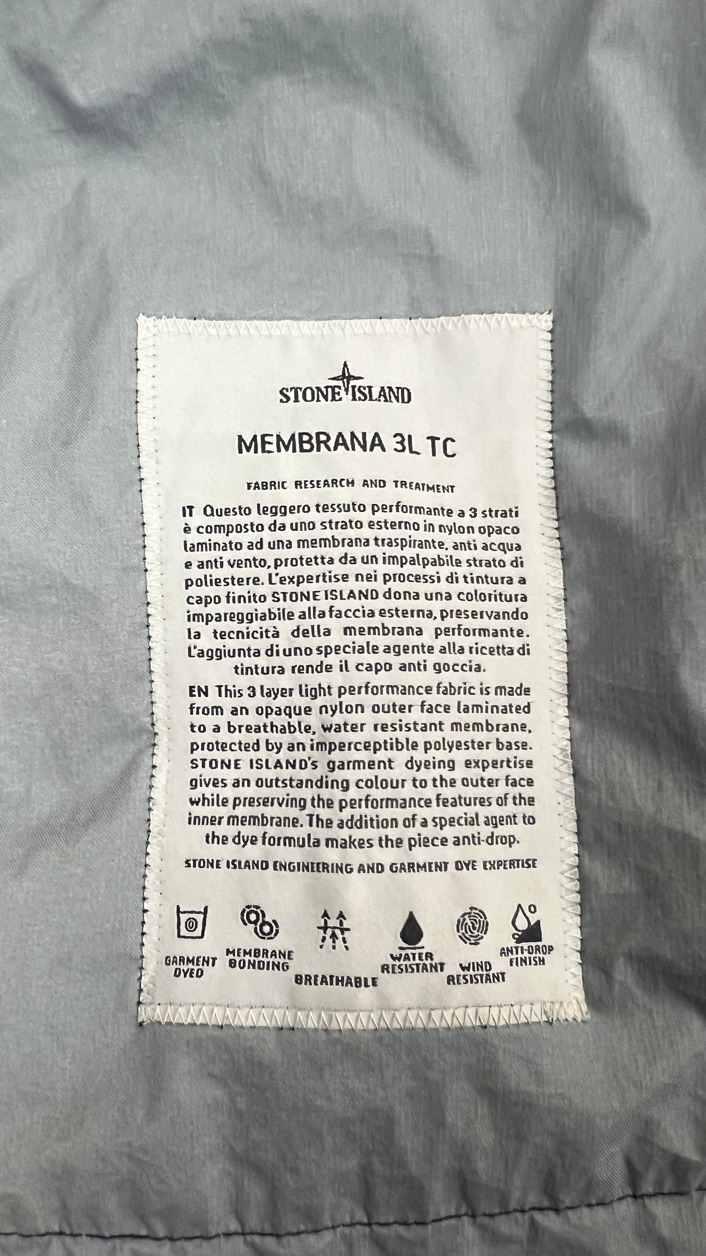 Veste Stone Island Membrana 3L TC - Bleu - Taille M
