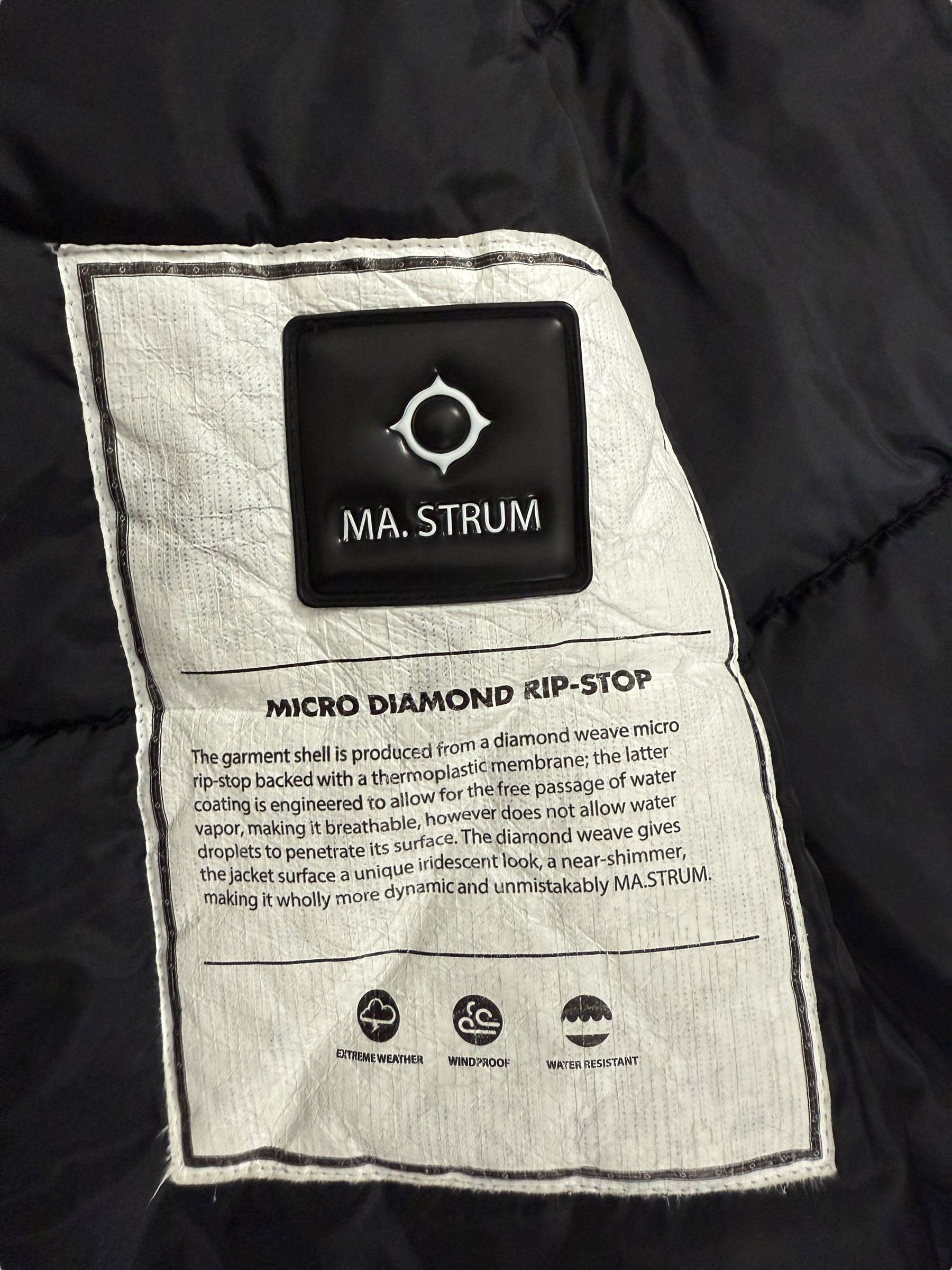DOUDOUNE MA.STRUM MICRO DIAMOND RIP-STOP - NOIR - TAILLE M