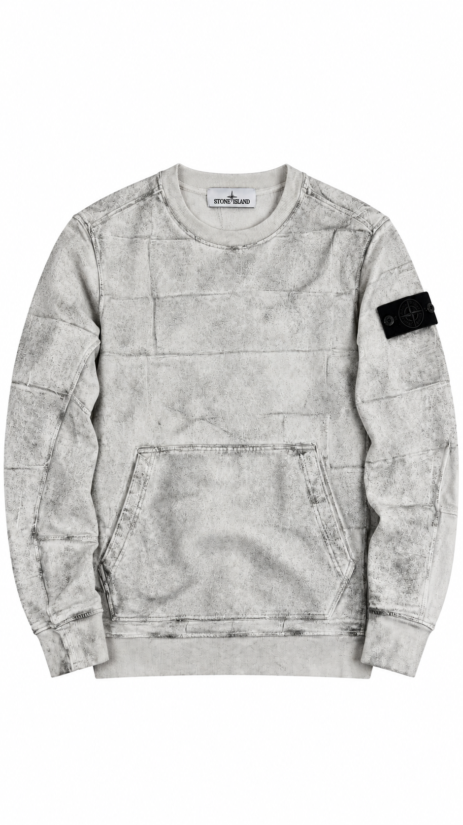 Sweat-shirt Crewneck Stone Island Ghost Piece Blanc / Gris Taille M – vue de face – NB08 Shop