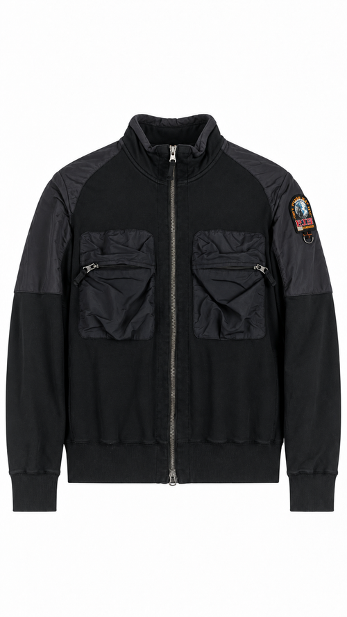 Felpa con zip Parajumpers in pile con tasche in nylon - Nero - Taglia M
