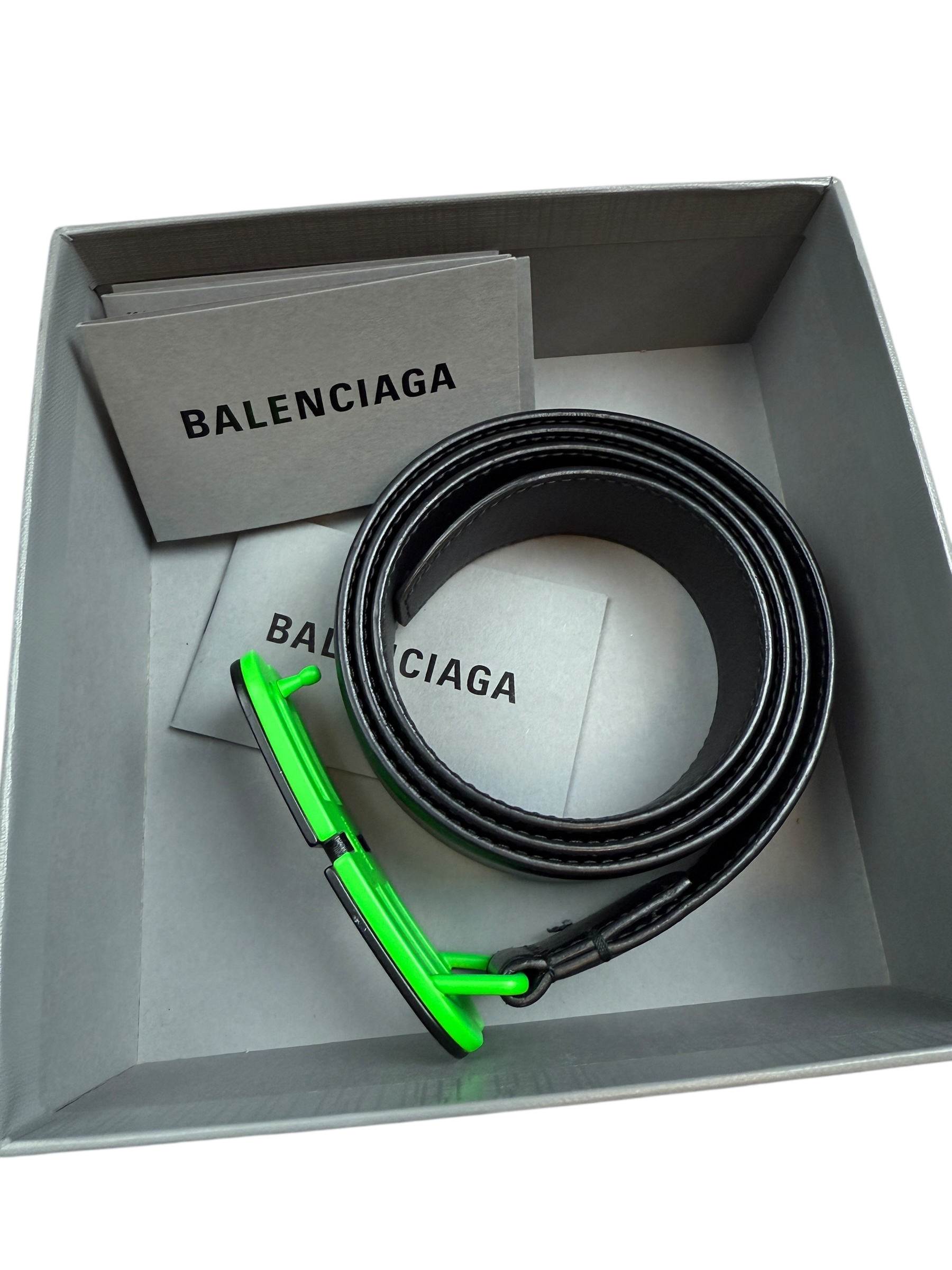 CEINTURE BALENCIAGA - NOIR / VERT NÉON - 102 CM
