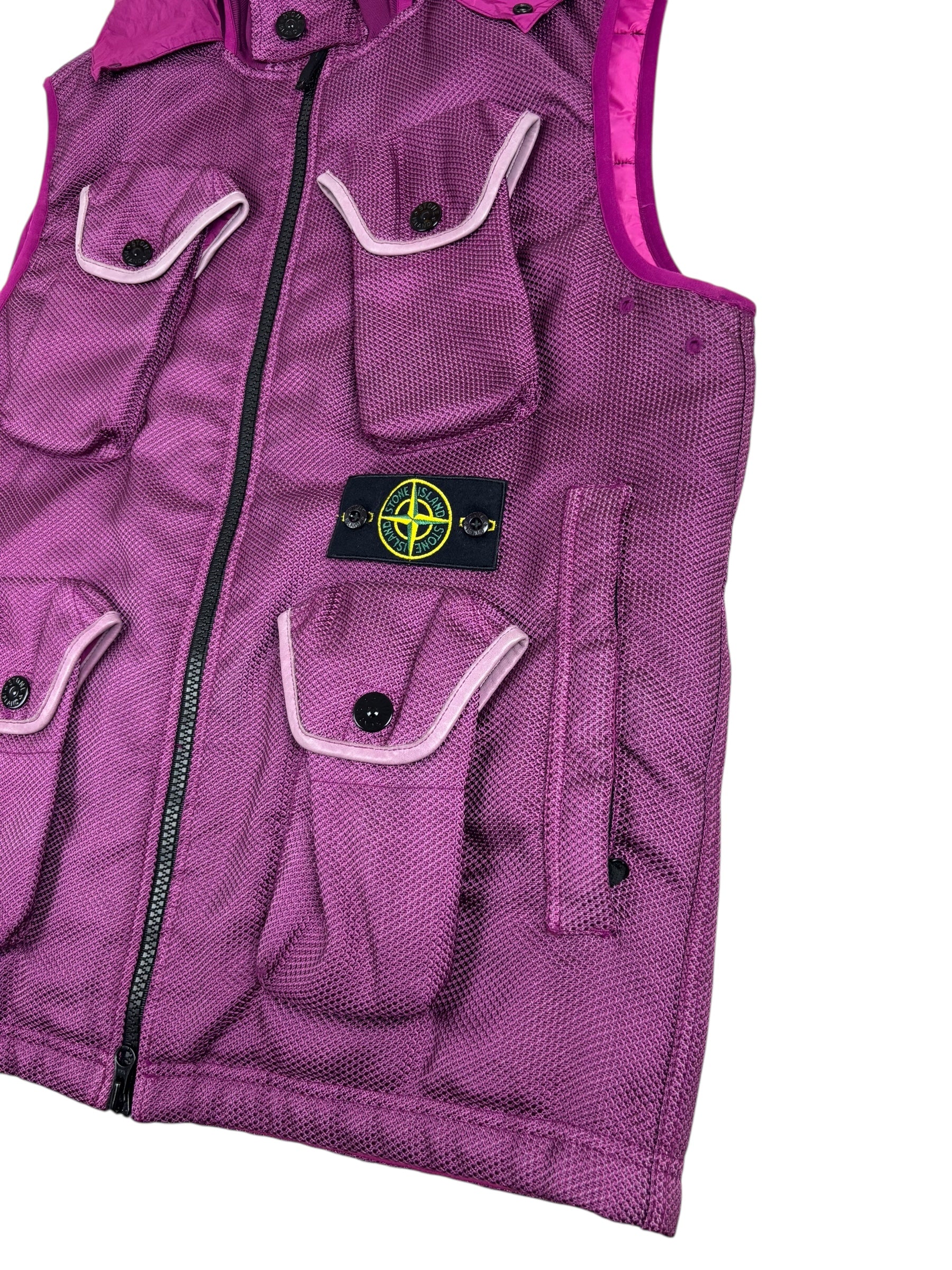GILET STONE ISLAND MODIFIED PANAMA 6/3 HT NYLON + LEATHER WITH PRIMALOFT-TC - VIOLET - TAILLE L