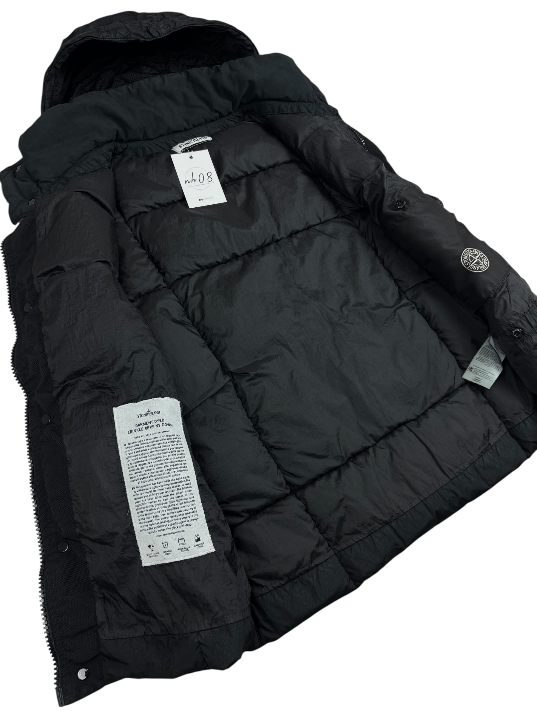 GILET STONE ISLAND GARMENT DYED CRINKLE REPS NY DOWN - NOIR - TAILLE M