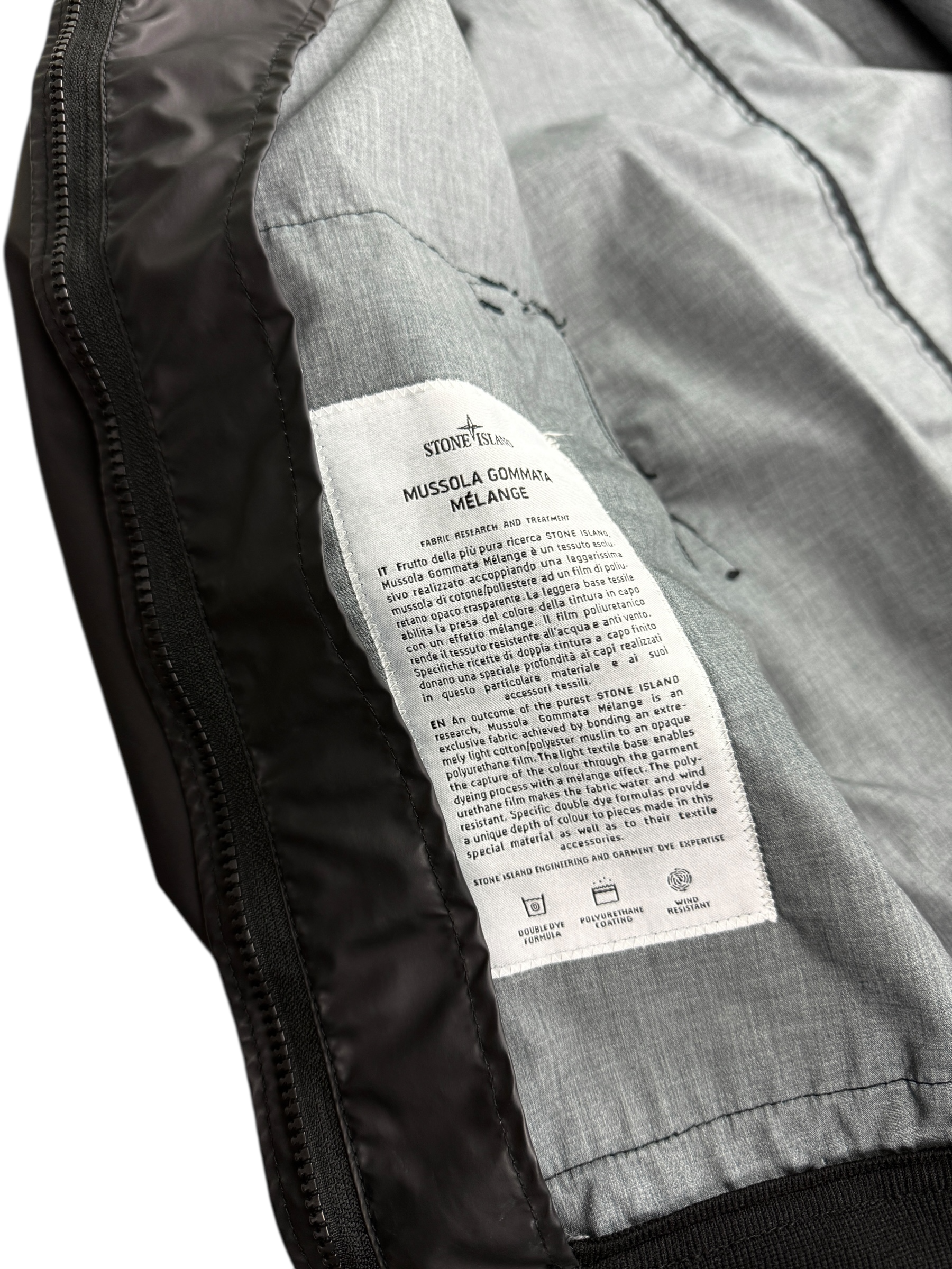 VESTE STONE ISLAND MUSSOLA GOMMATA MÉLANGE - NOIR - TAILLE S
