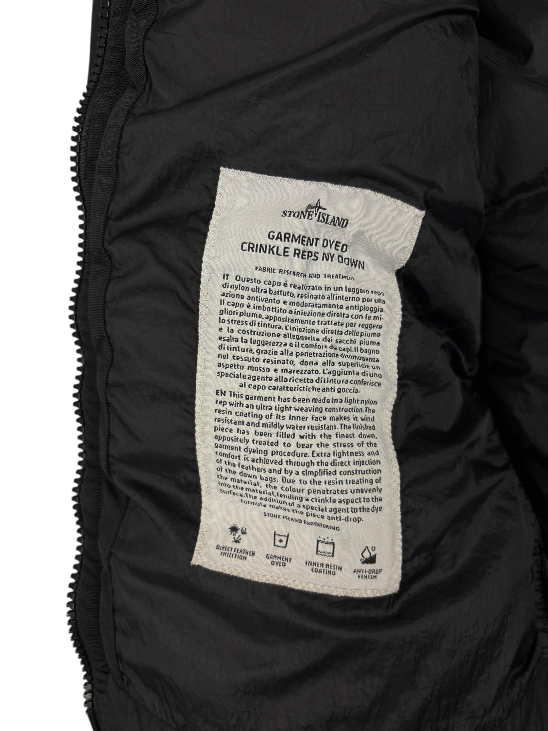 DOUDOUNE STONE ISLAND GARMENT DYED CRINKLE REPS NY DOWN - NOIR - TAILLE S