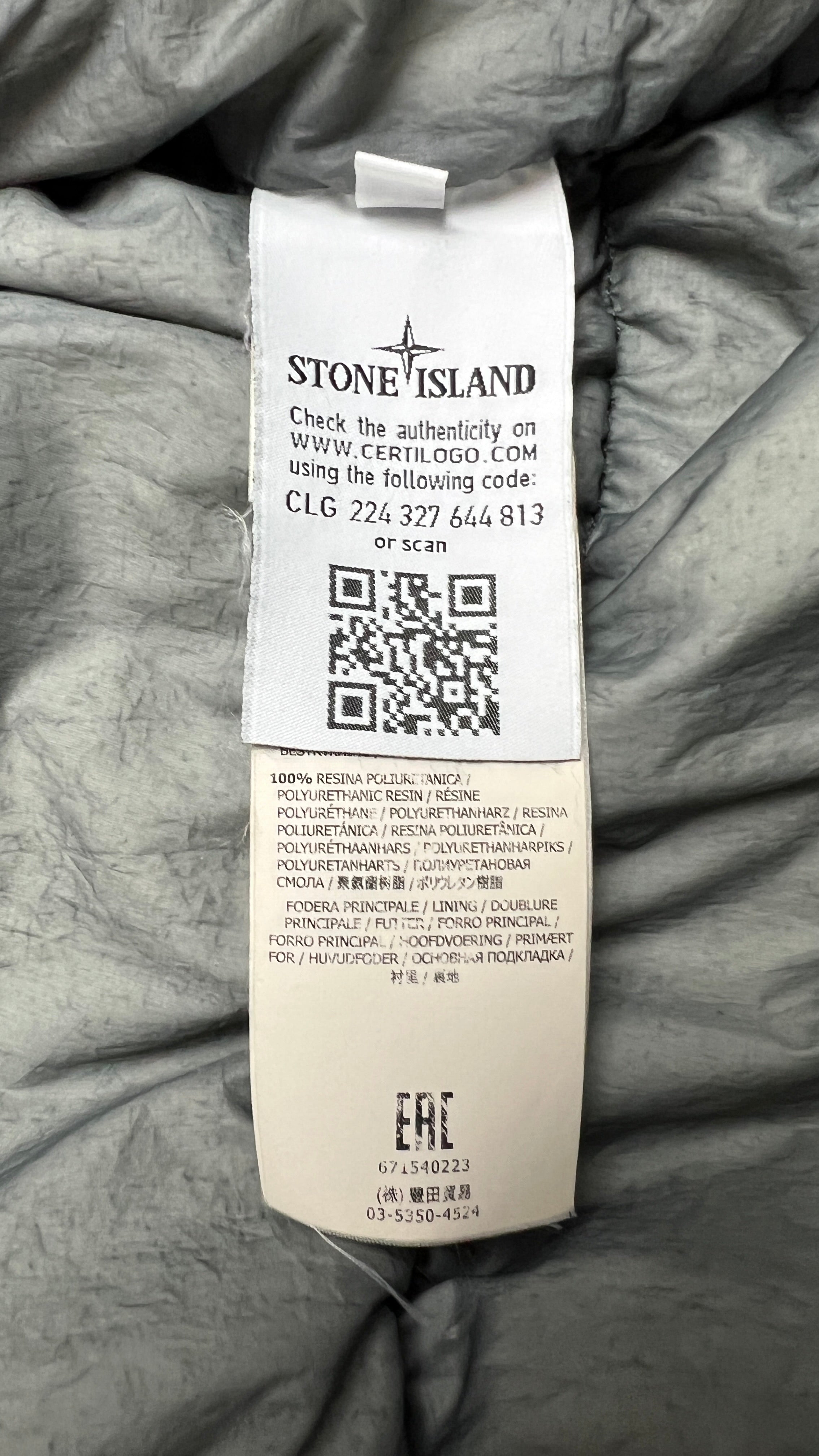 Doudoune Stone Island Crinkle Reps NY Down - Gris - Taille M