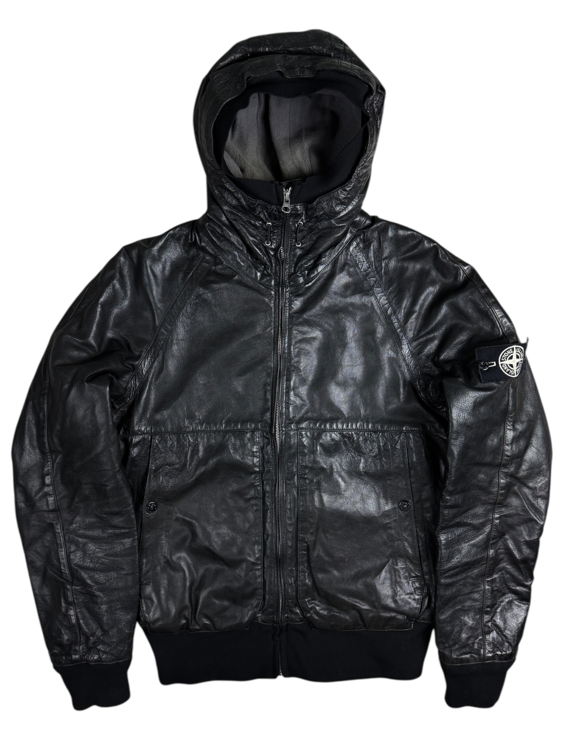VESTE STONE ISLAND CAST_METAL LEATHER - NOIR - TAILLE M
