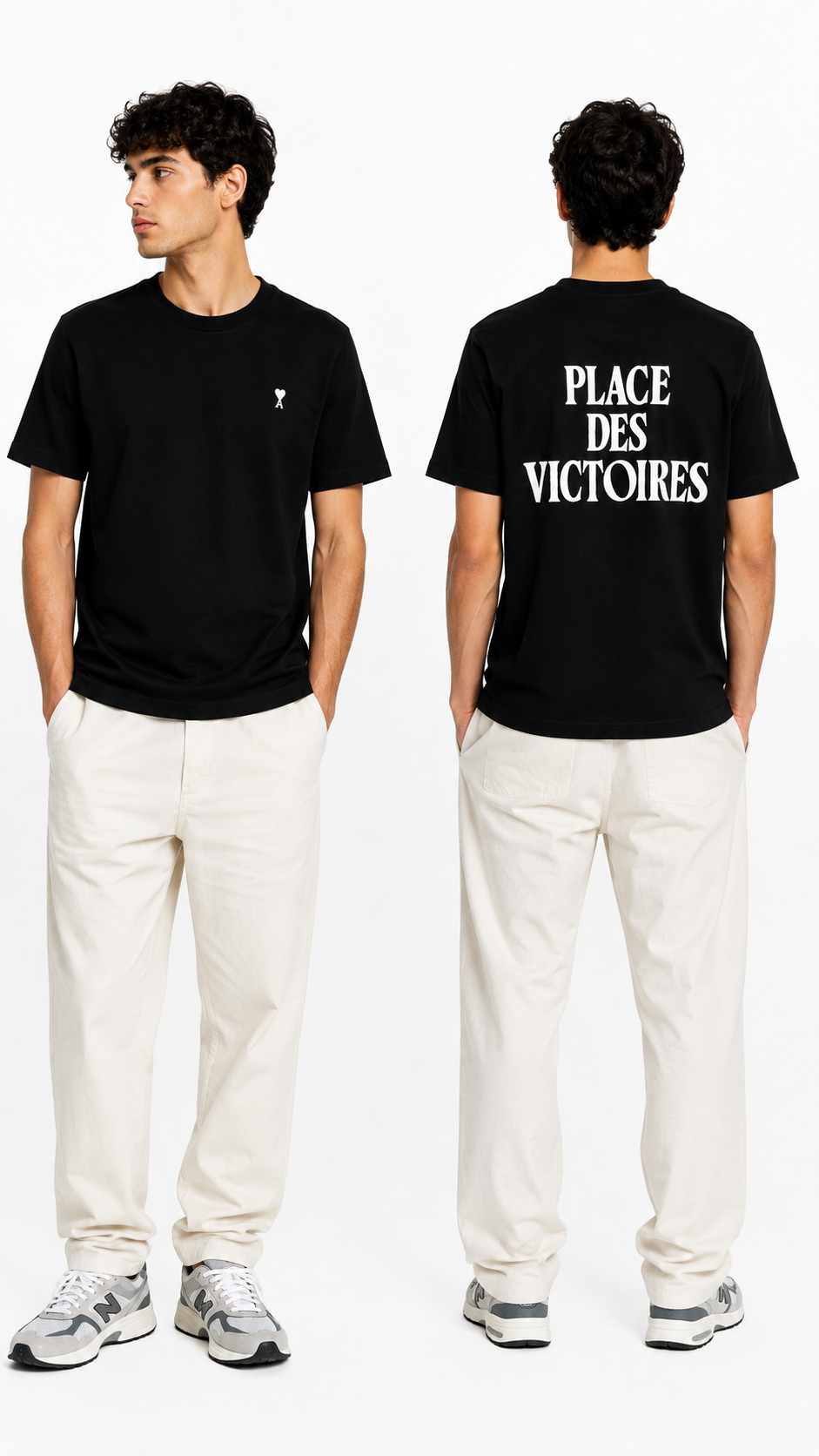 T-shirt Place des Victoires Ami Paris - Noir - Neuf
