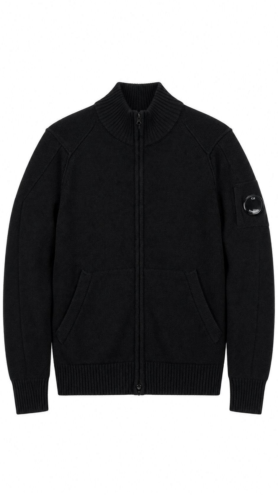 Pull Zippé C.P Company Lens en Laine, Noir, Taille 50 — photographie principale