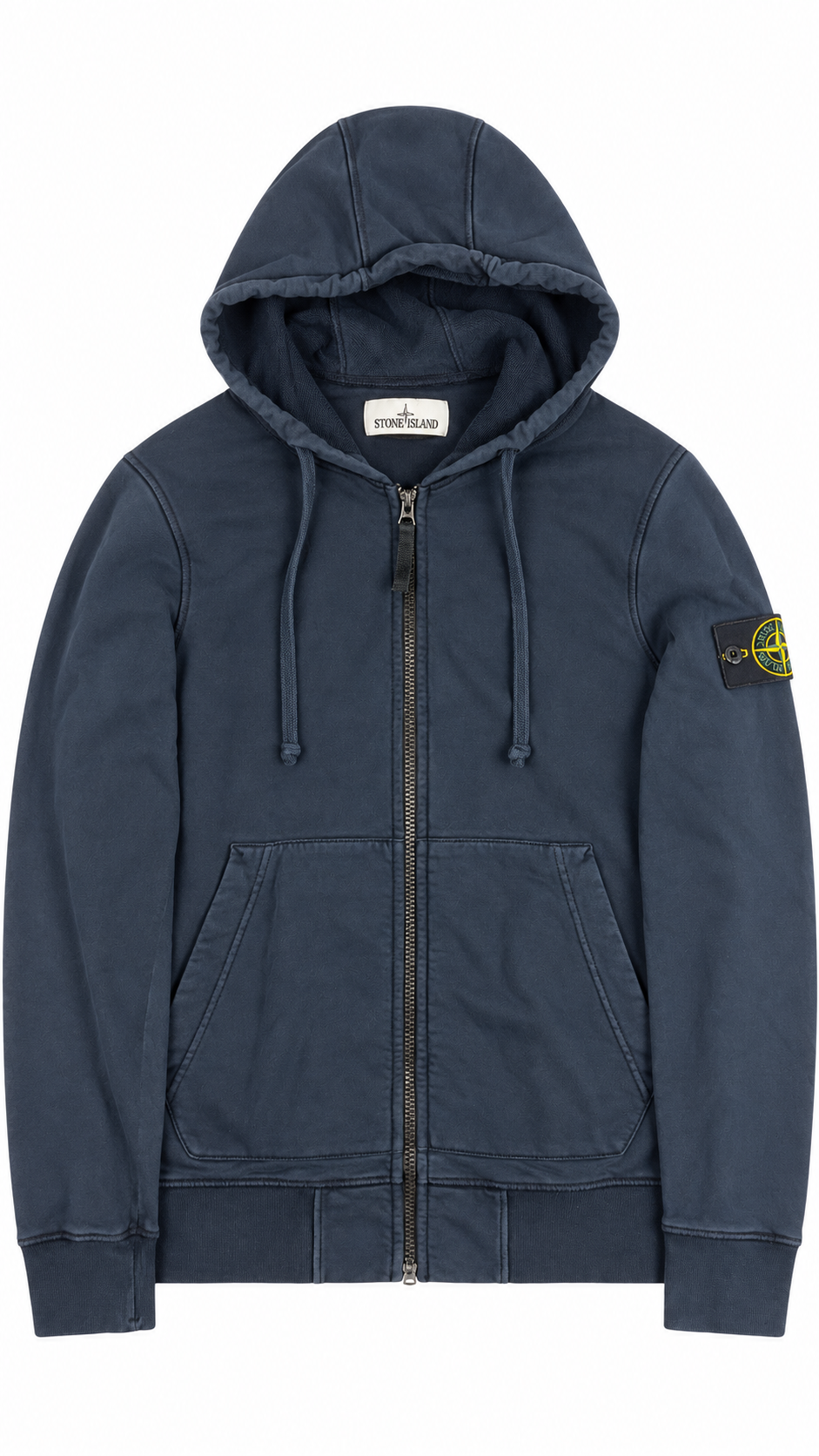Sweat-shirt Hoodie Zippé Stone Island Cotton Fleece, Marine, Taille S — photographie principale