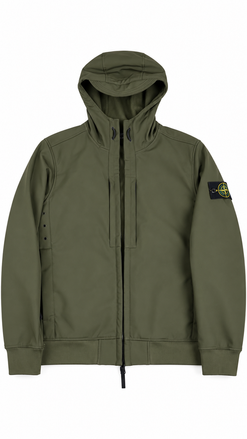 Giacca Stone Island Soft Shell-R e.dye con cappuccio - Kaki - Taglia S