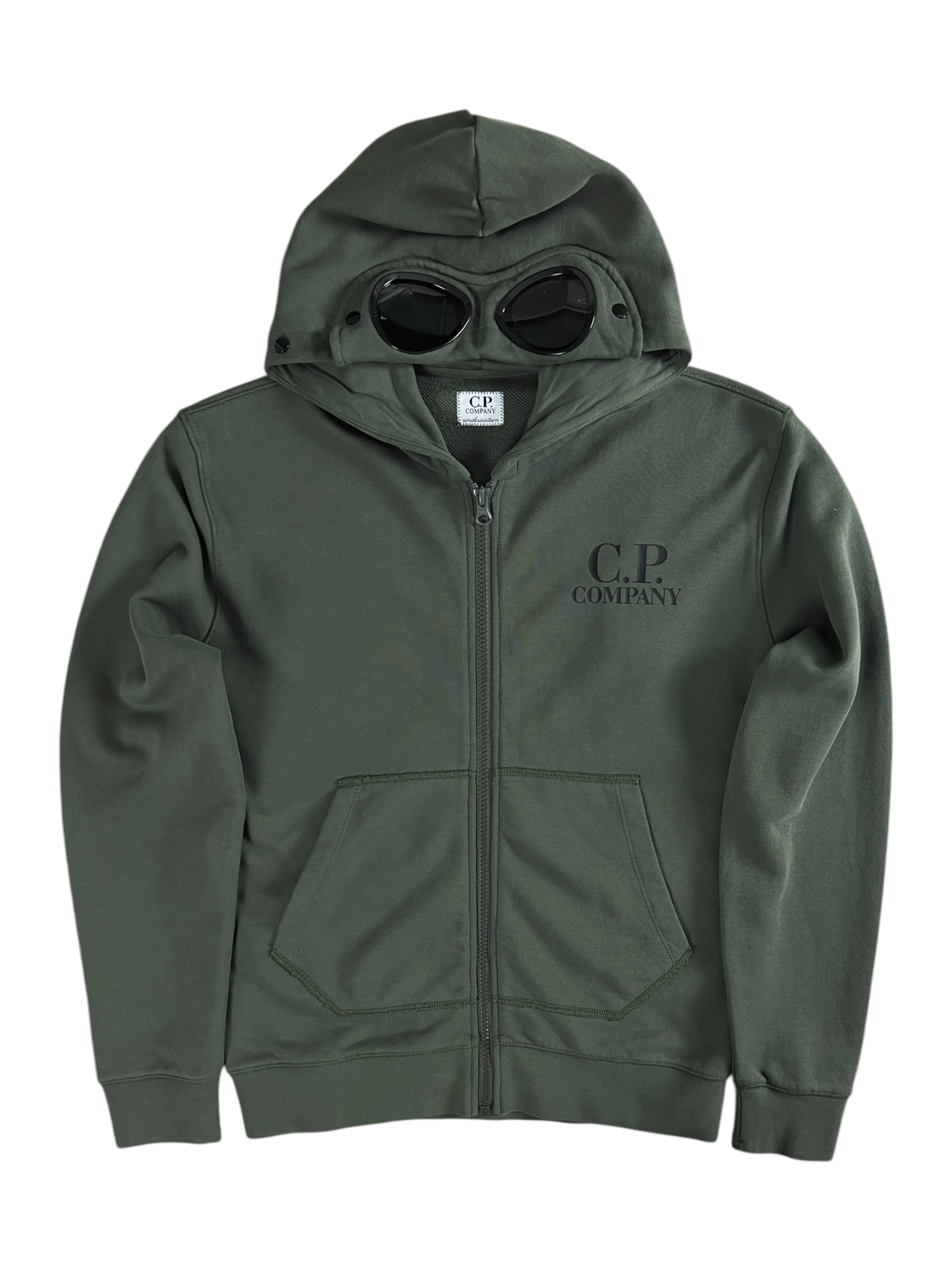 GILET C.P COMPANY GOGGLE JACKET KAKI - TAILLE 12 ANS