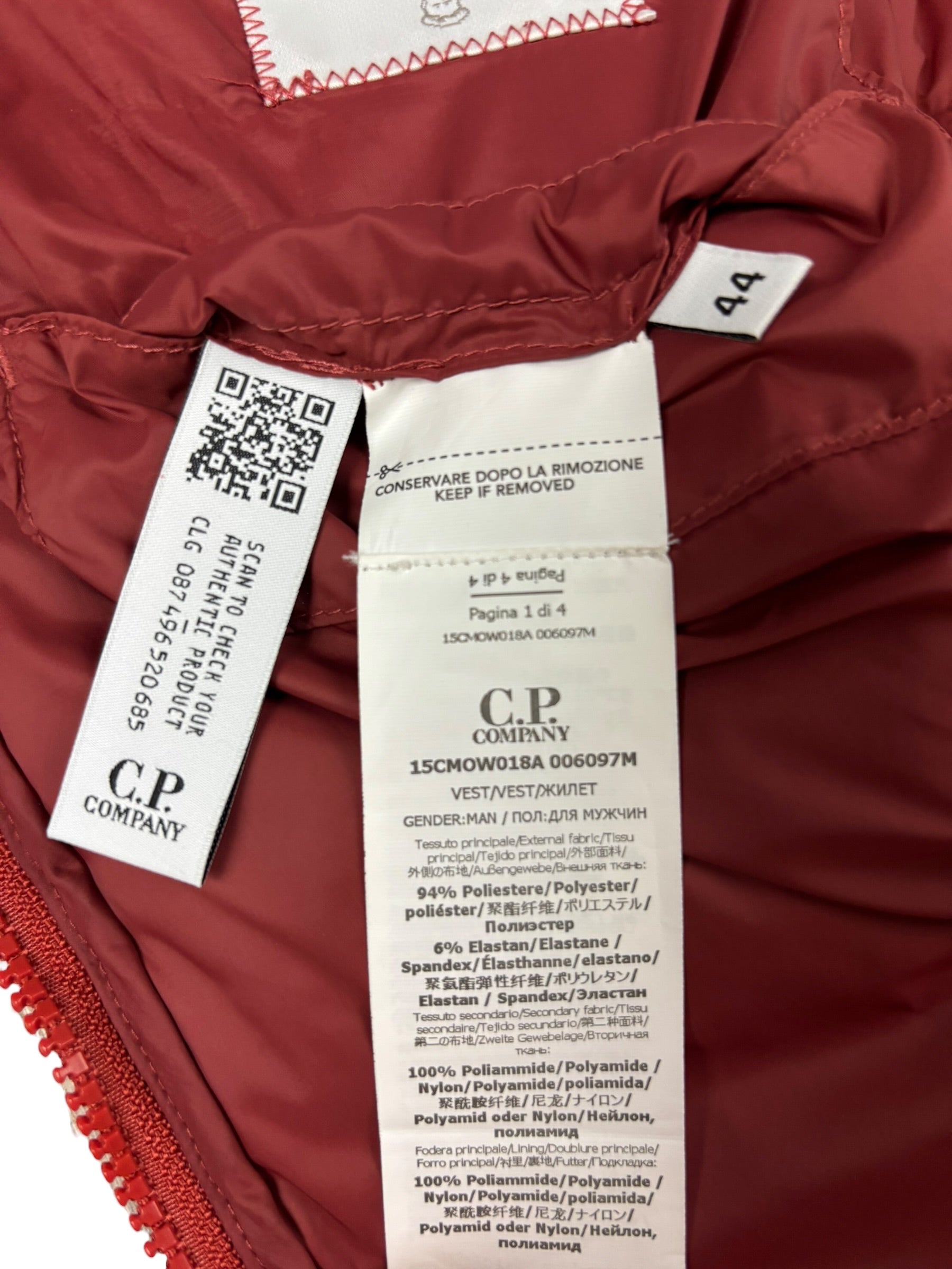 GILET C.P COMPANY SHELL-R GOGGLE JACKET - BORDEAUX - TAILLE 44