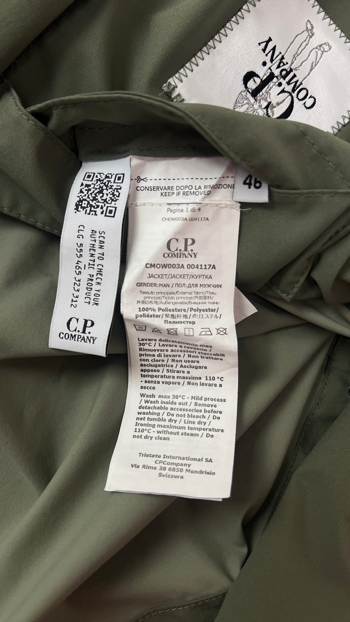 Veste C.P Company Pro-Tek à Capuche, Kaki, Taille 46 — photographie complémentaire 5