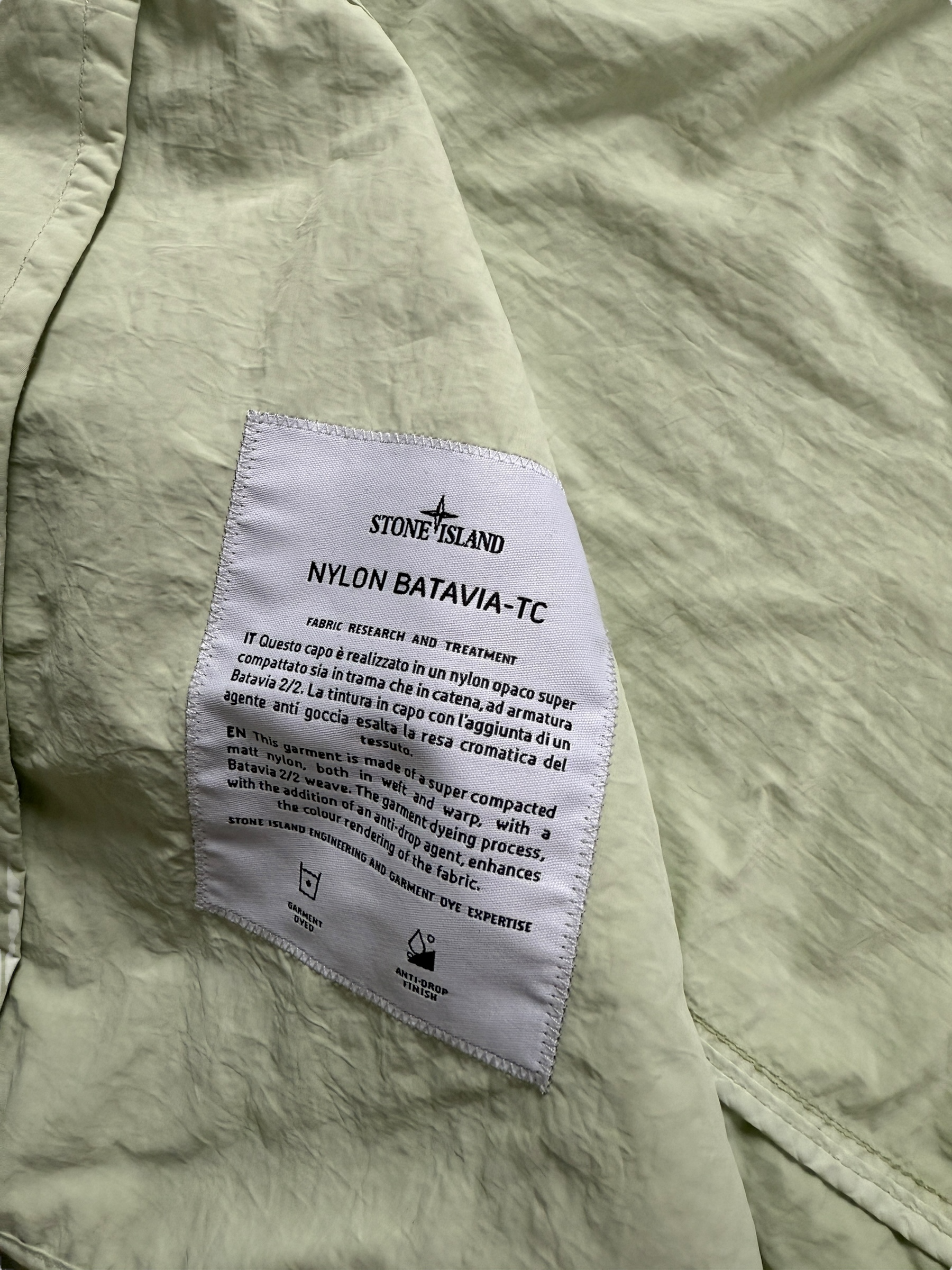 VESTE STONE ISLAND NYLON BATAVIA-TC - VERT - TAILLE XL