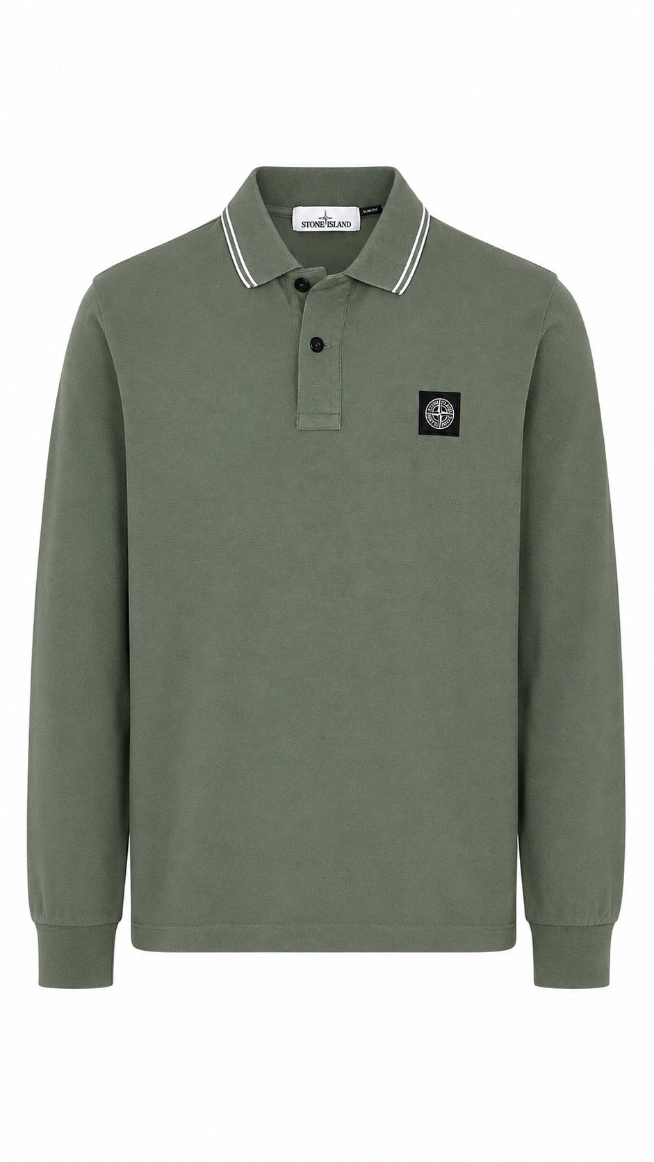 Polo manches longues Stone Island vert kaki clair taille S - vue de face