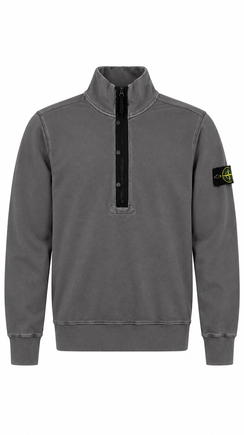 Sweat-shirt Demi-Zip Stone Island Vintage Gris Taille M – vue de face – NB08 Shop