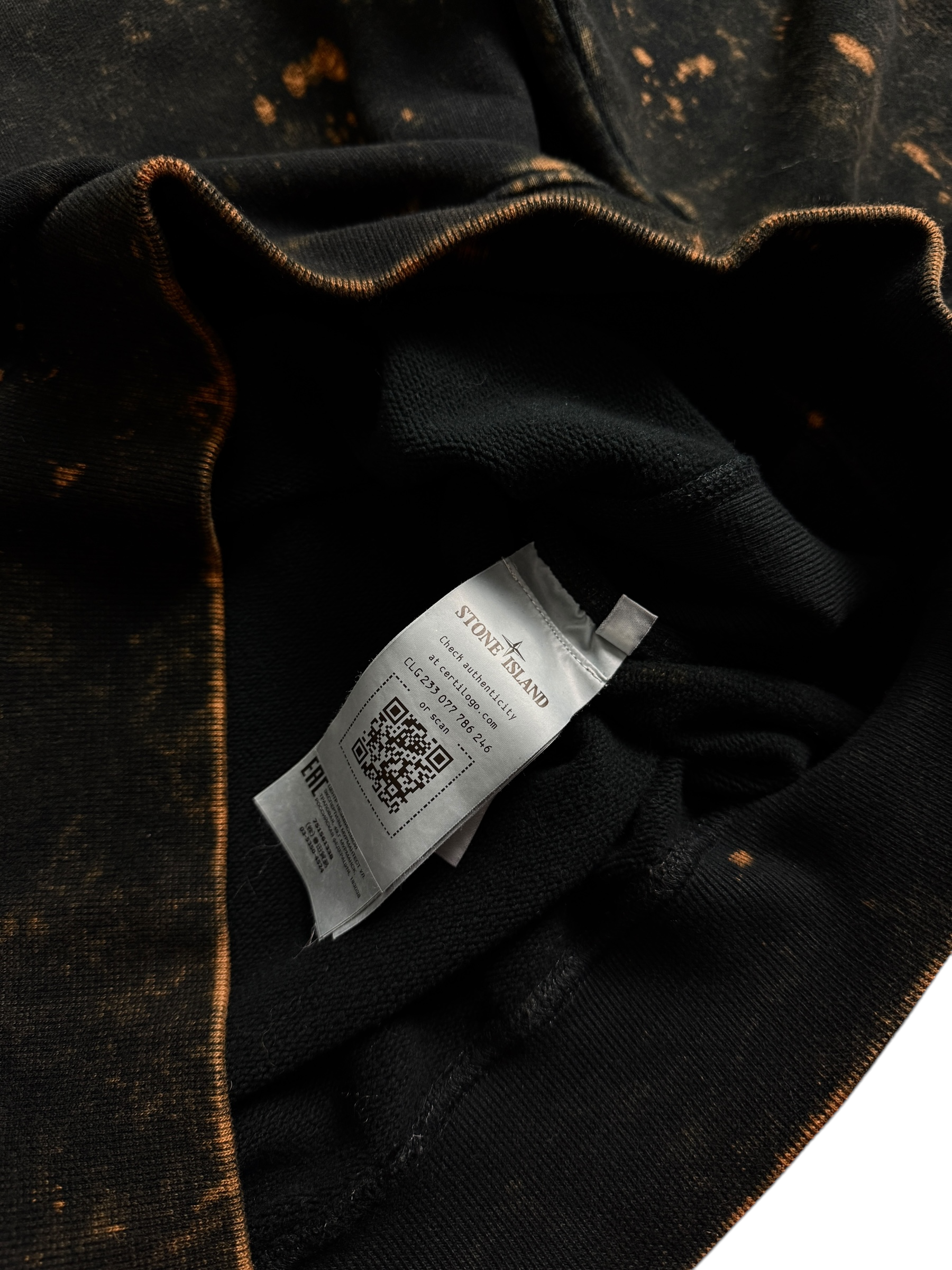 SWEAR-SHIRT STONE ISLAND OFF-DYE OVD TREATMENT NOIR - TAILLE M