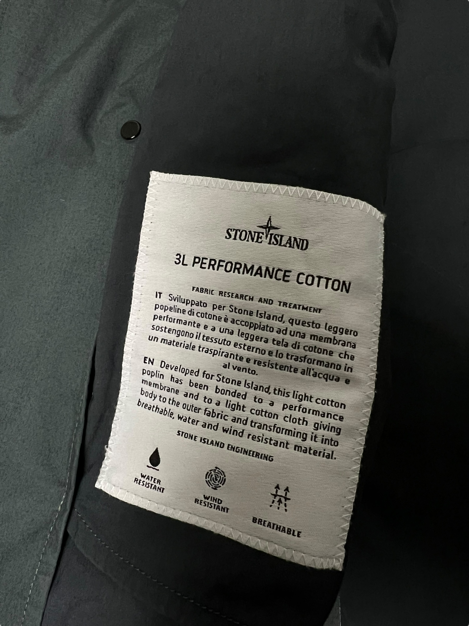 TRENCH STONE ISLAND 3L PERFORMANCE COTTON - NB08