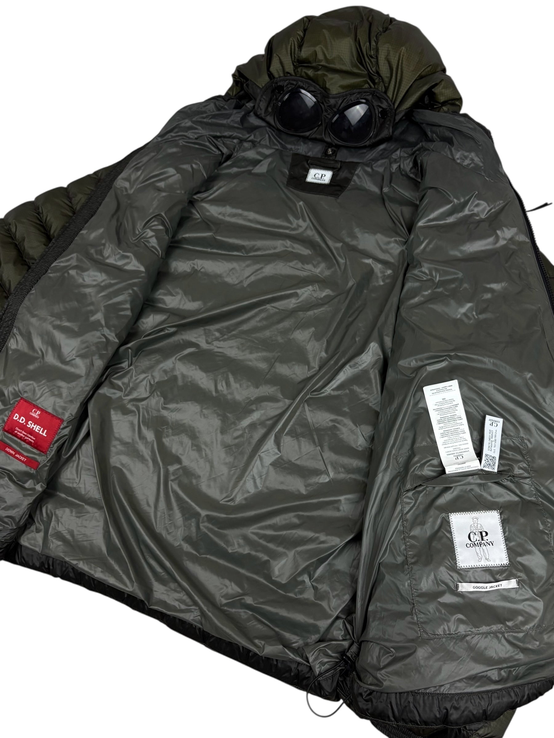 DOUDOUNE C.P COMPANY D.D. SHELL DOWN GOGGLE JACKET - KAKI - TAILLE XL