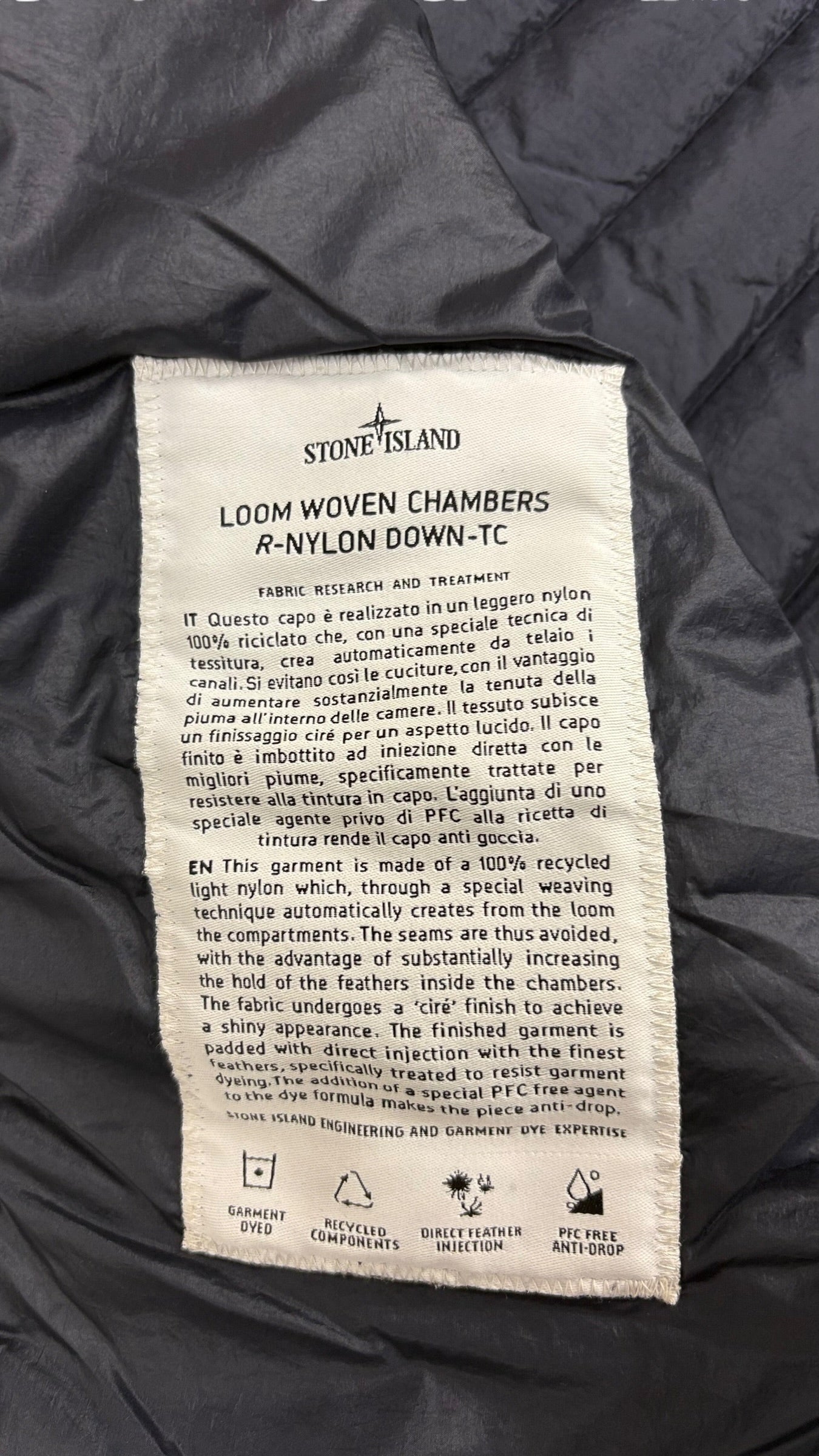 GILET STONE ISLAND LOOM WOVEN CHAMBERS R-NYLON DOWN-TC - MARINE - TAILLE M