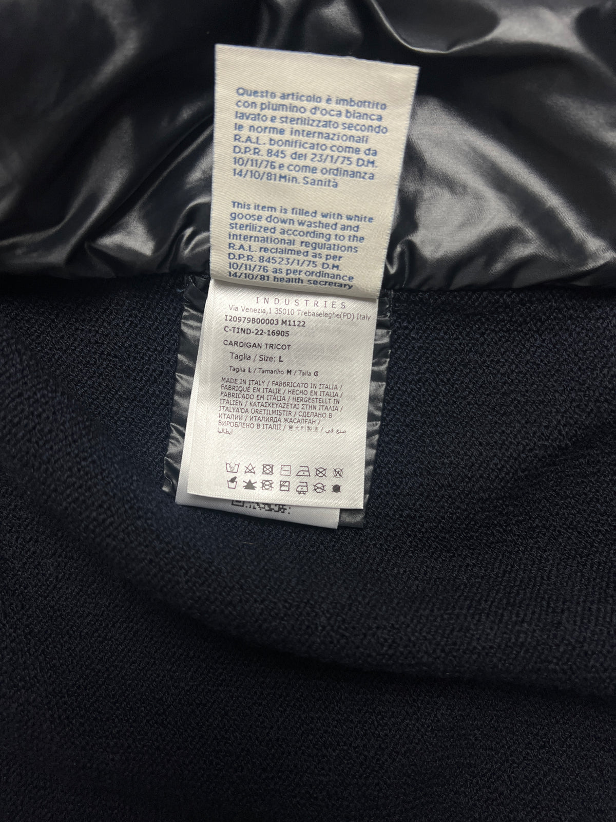 Cardigan Zippé à Capuche Moncler Grenoble Hybride, Marine, Taille L, Neuf — photographie complémentaire 7