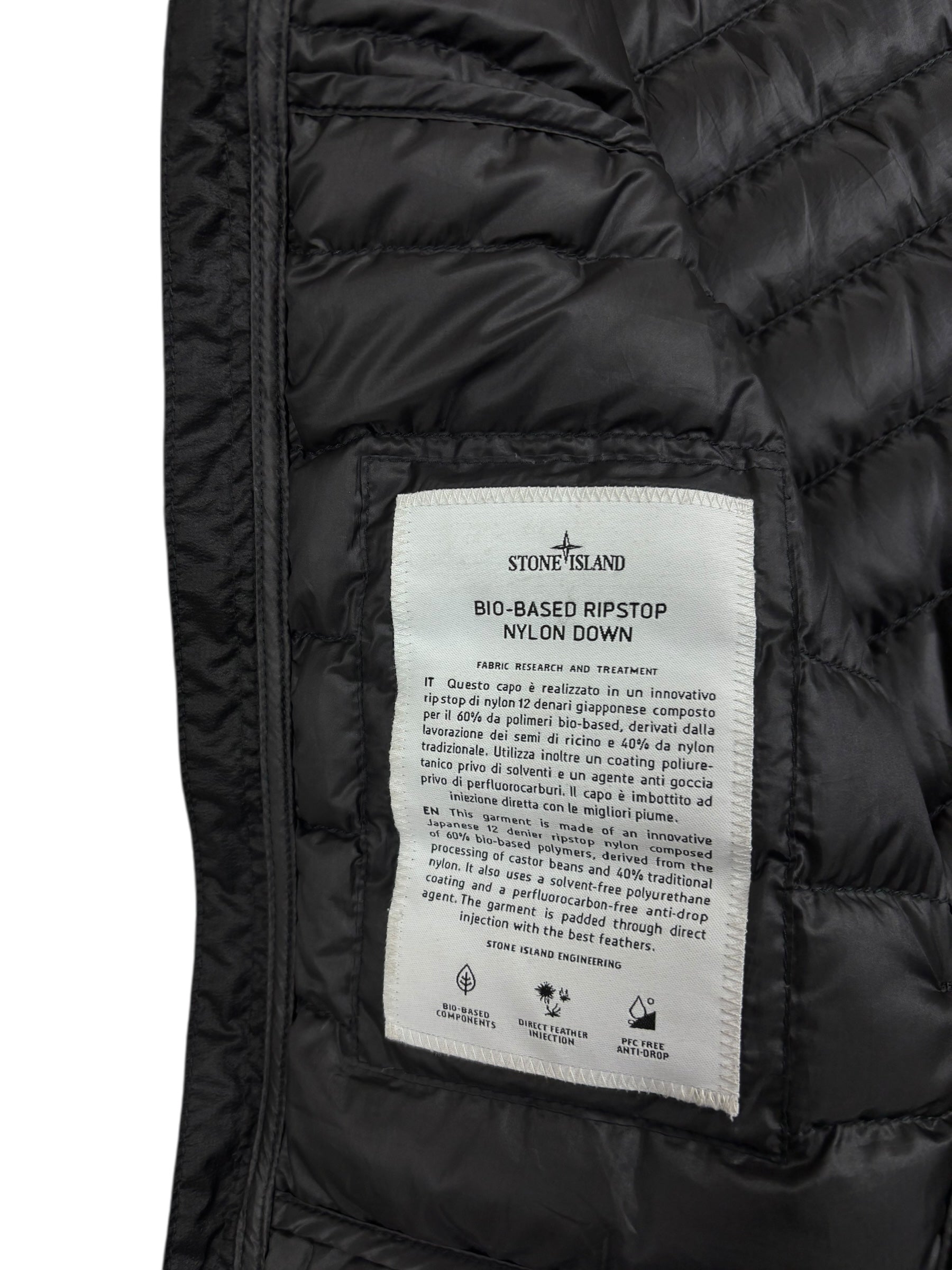 GILET STONE ISLAND BIO-BASED RIPSTOP NYLON DOWN - NOIR - TAILLE S
