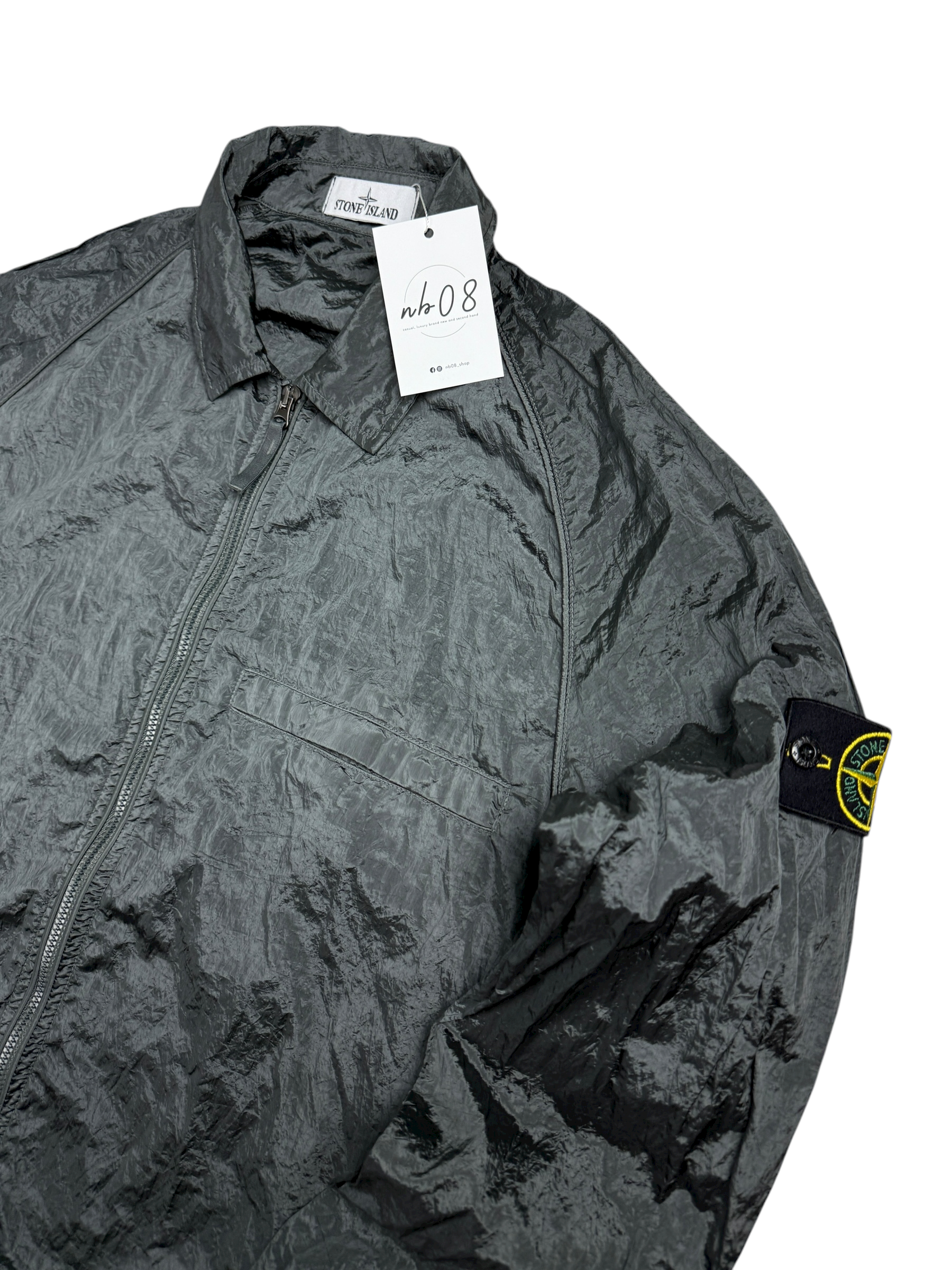 SURCHEMISE STONE ISLAND NYLON METAL - GRIS - TAILLE L